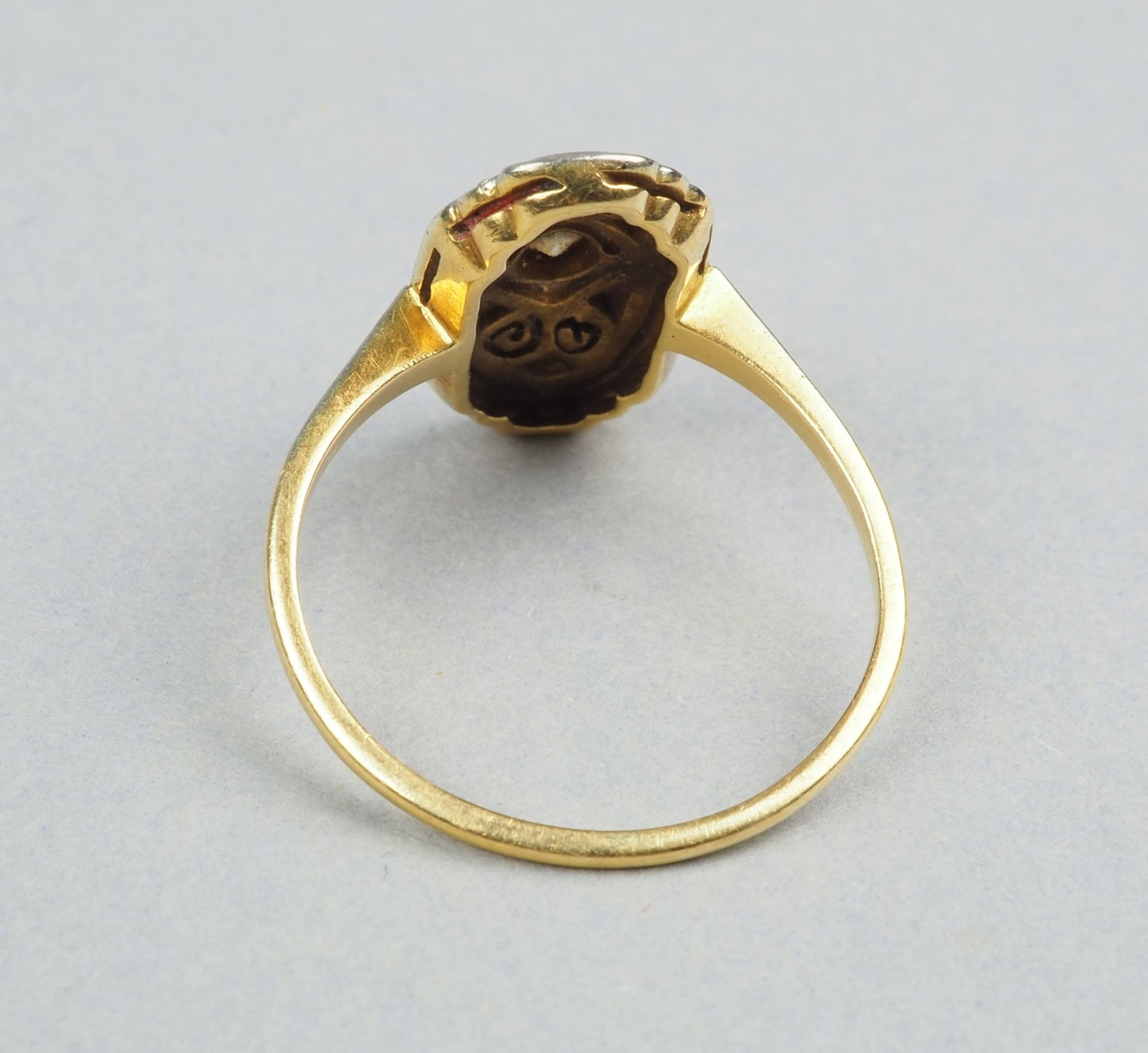 Antiker Art Déco Diamant Ring, 18kt. Gold - Bild 3 aus 3