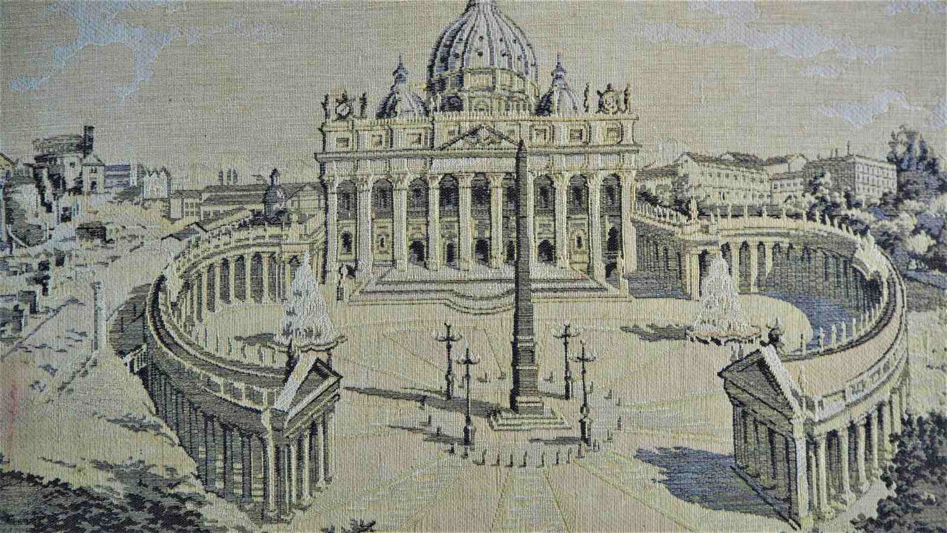 Tapisserie 19. Jh., Vatikan mit Petersdom - Bild 3 aus 4