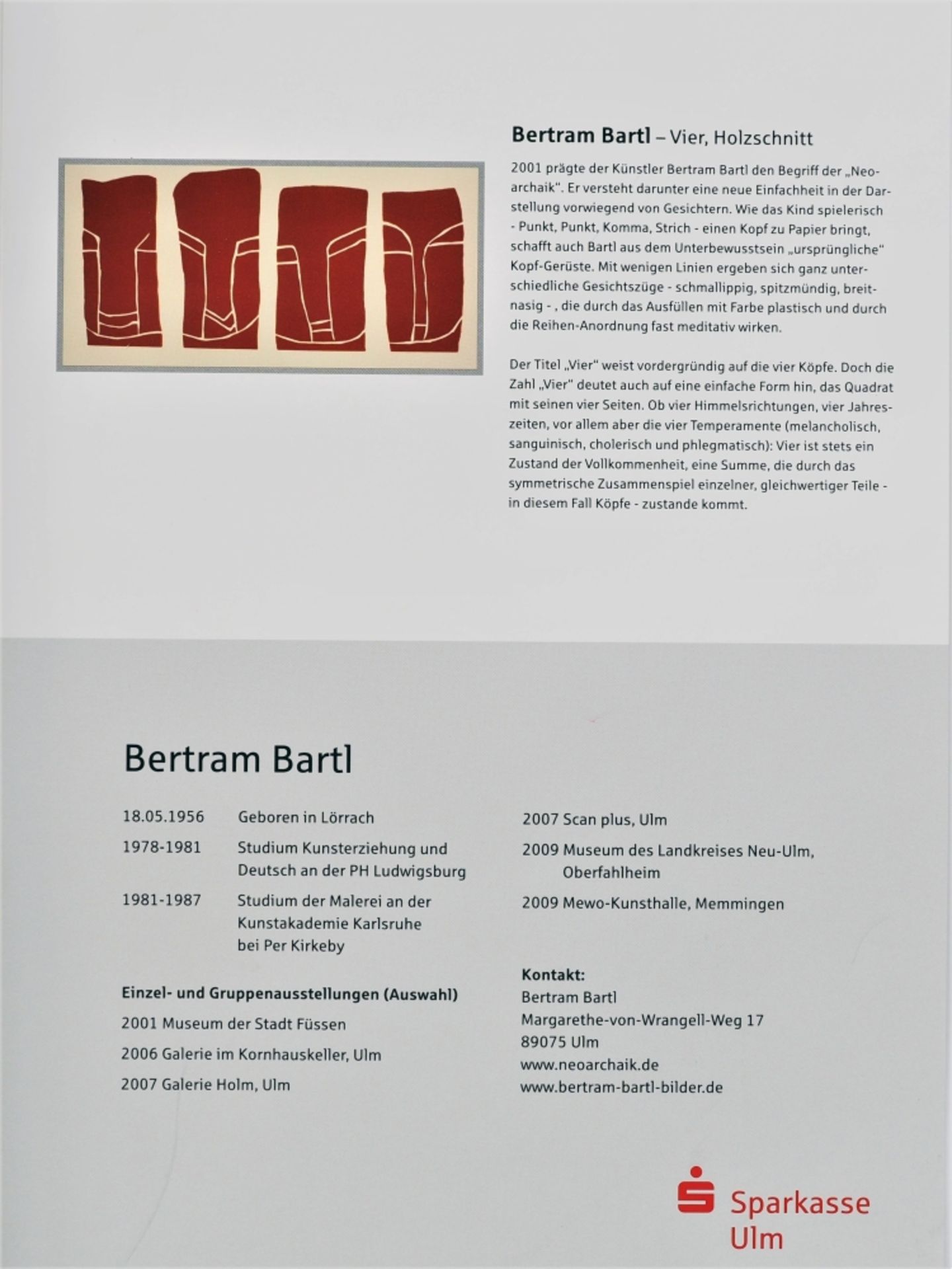 Betram Bartl (*1956, Lörrach) - Holzschnitt "Vier", 2011 - Bild 4 aus 4