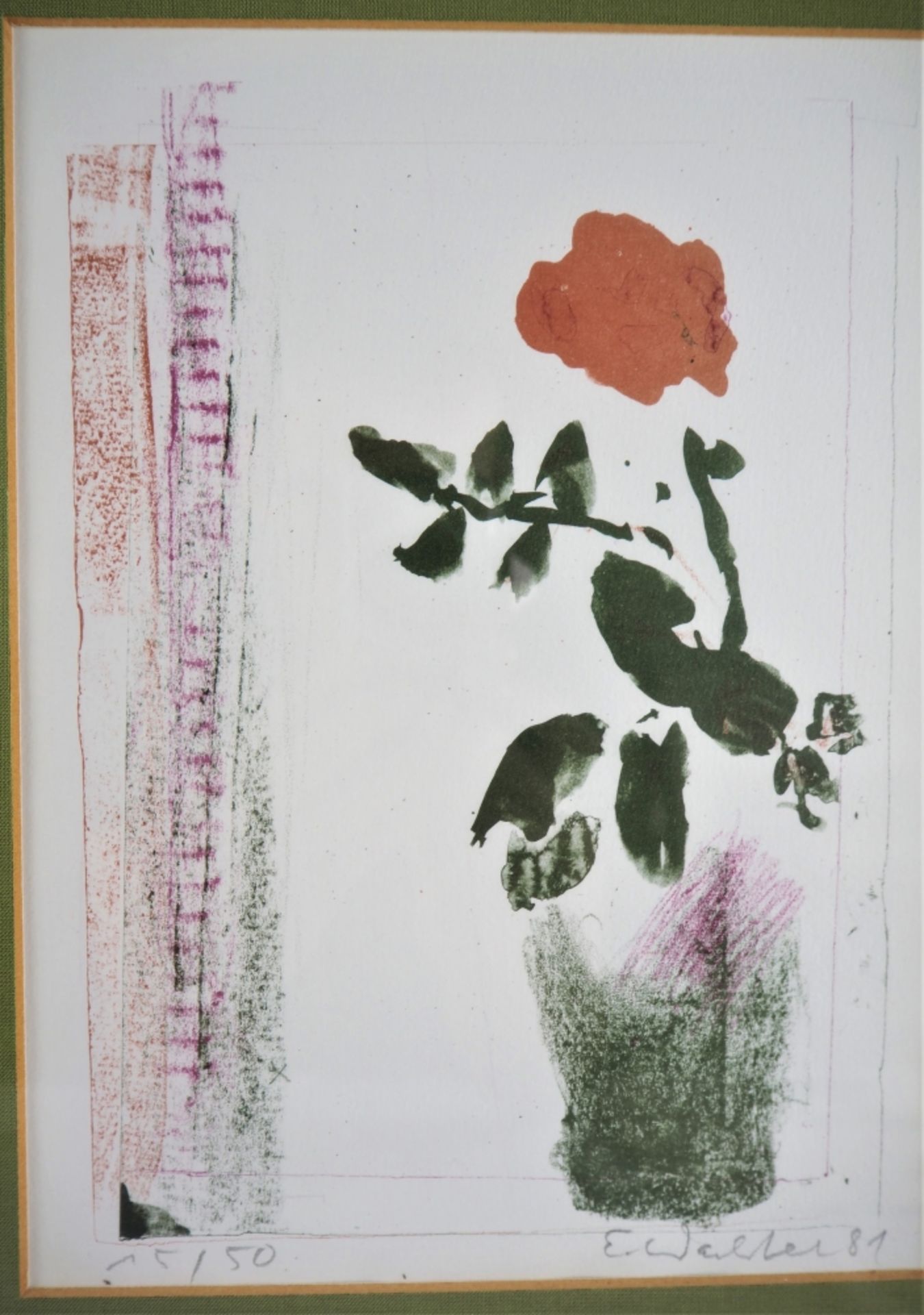 Emil Wachter ( 1921-2012, Karlsruhe) - Serigraphien Rosen, 3 Stück - Bild 5 aus 5