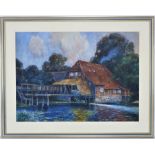 Heinrich Rüter (1877, Bergedorf bei Hamburg - 1955, Hilden) - Aquarell Grander Mühle 1907