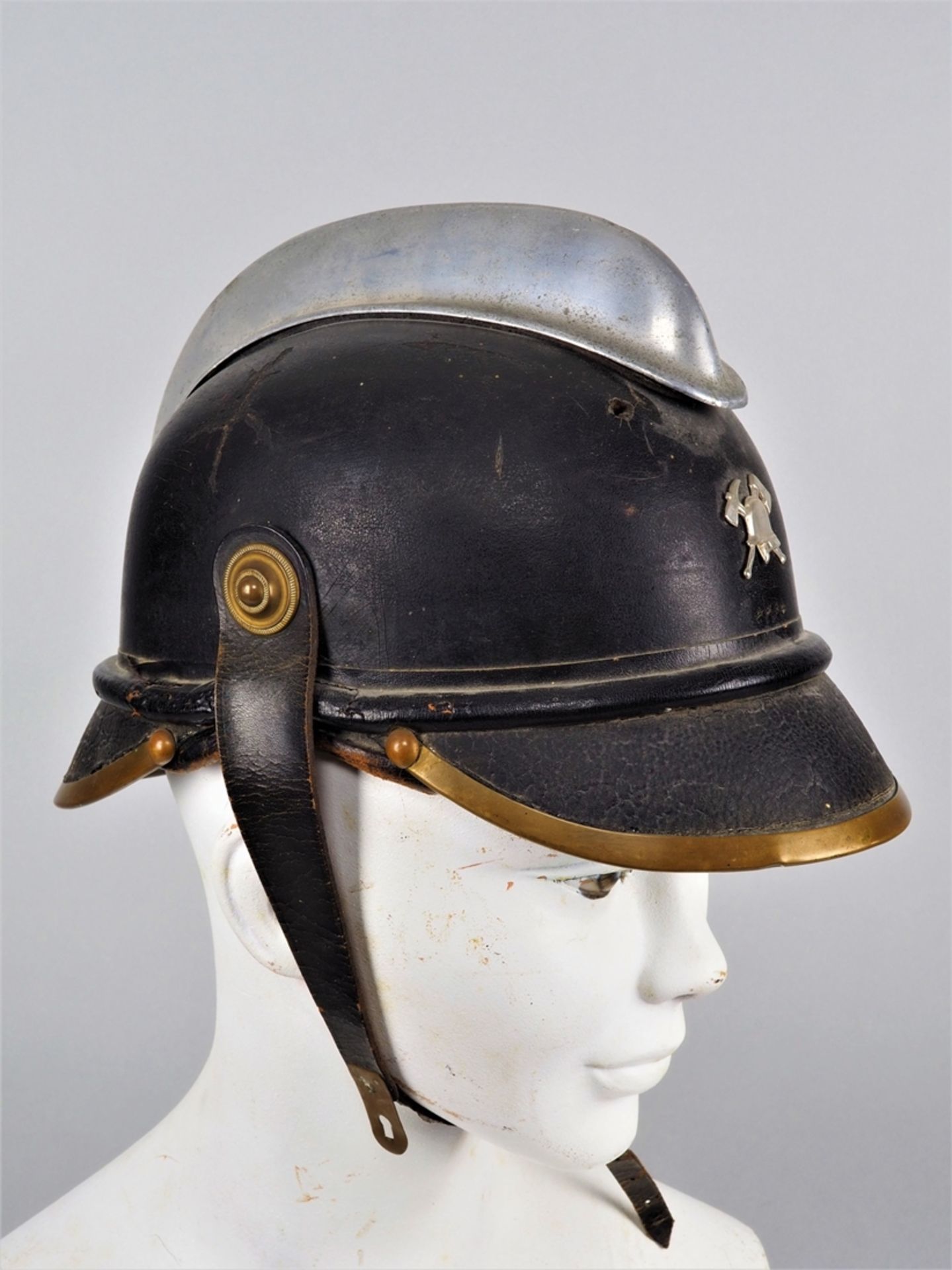 Leder Feuerwehrhelm um 1900, wohl Süddeutschland