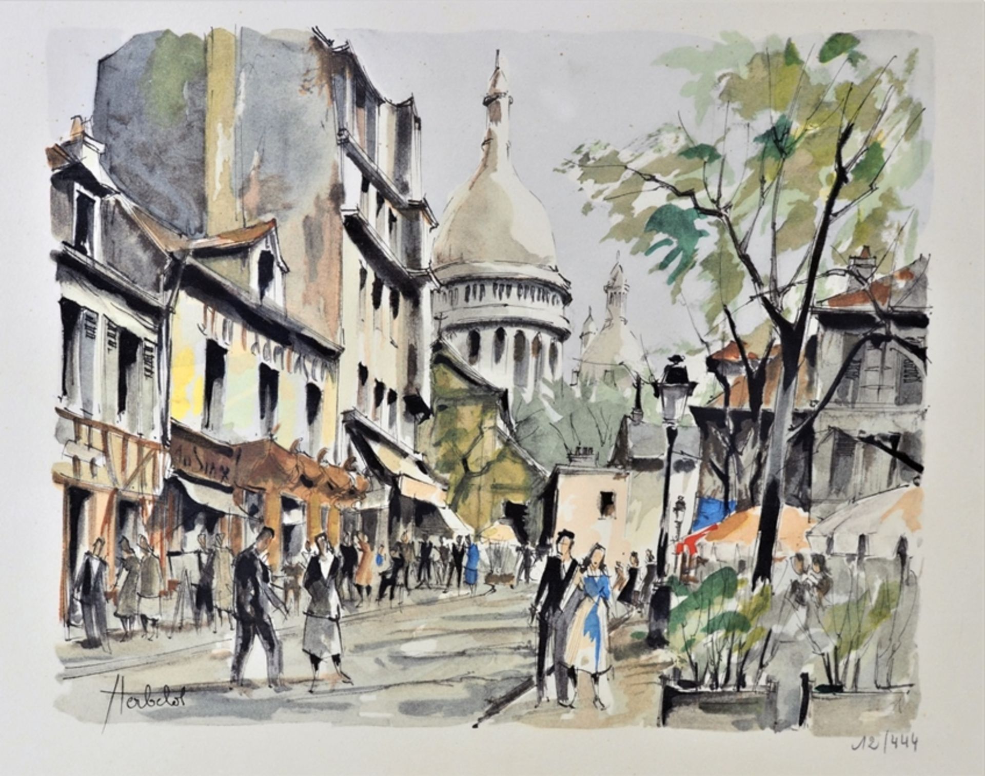 Franz Herbelot - Ansicht Paris, Place du Tertré mit Sacre Coeur