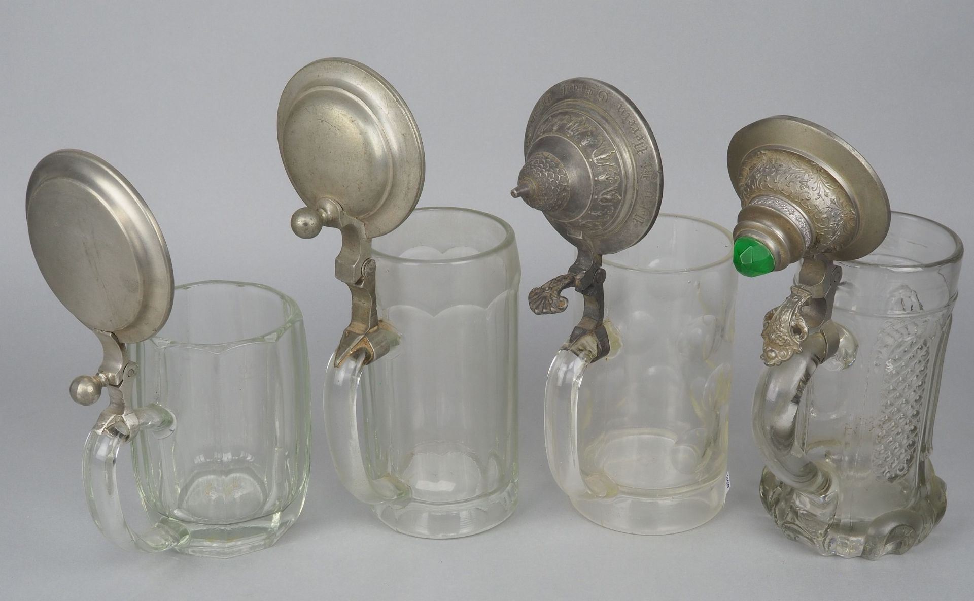 Beer mugs with tin lids around 1900 - Image 2 of 2