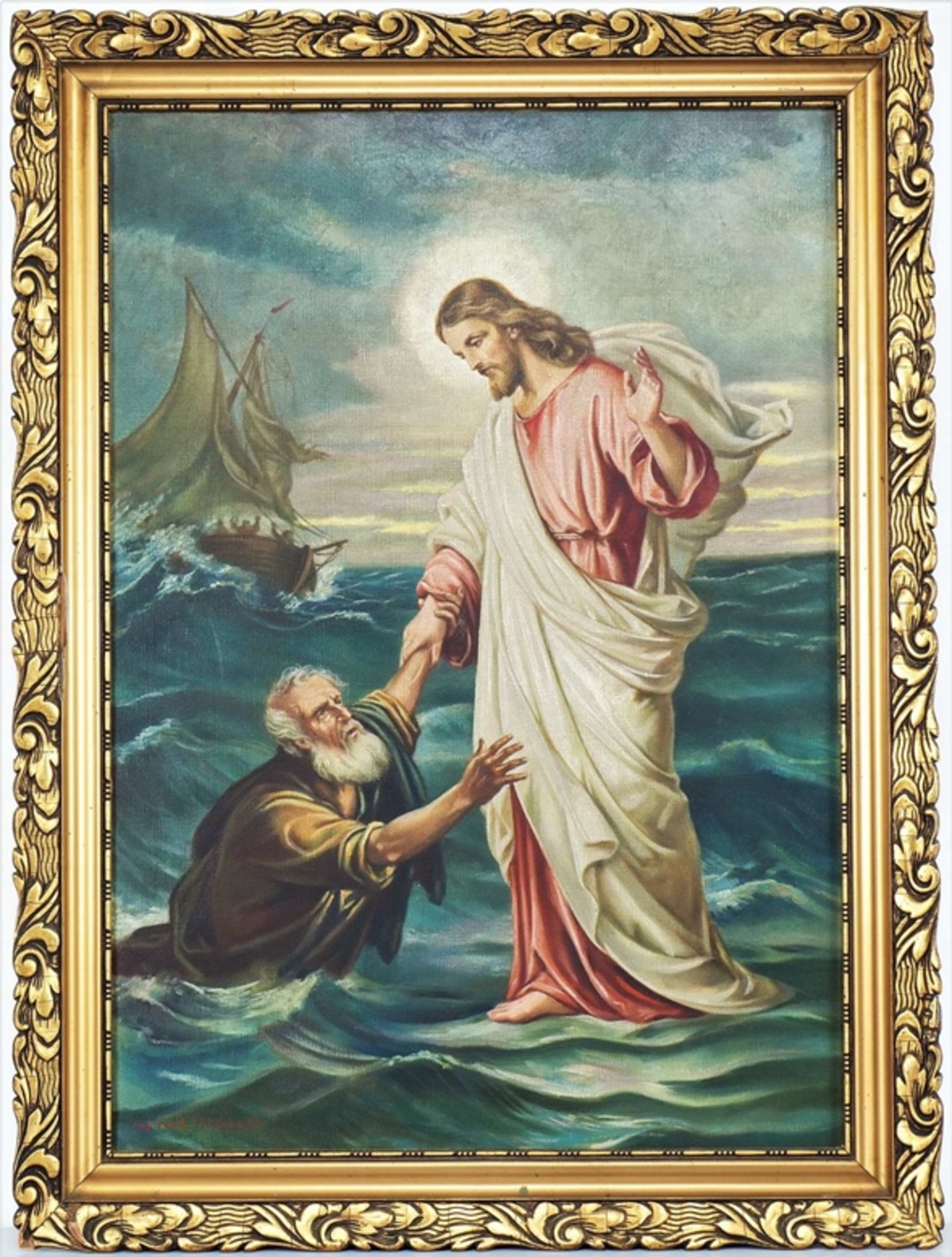 Christus rettet Petrus, nach Bernhard Plockhorst
