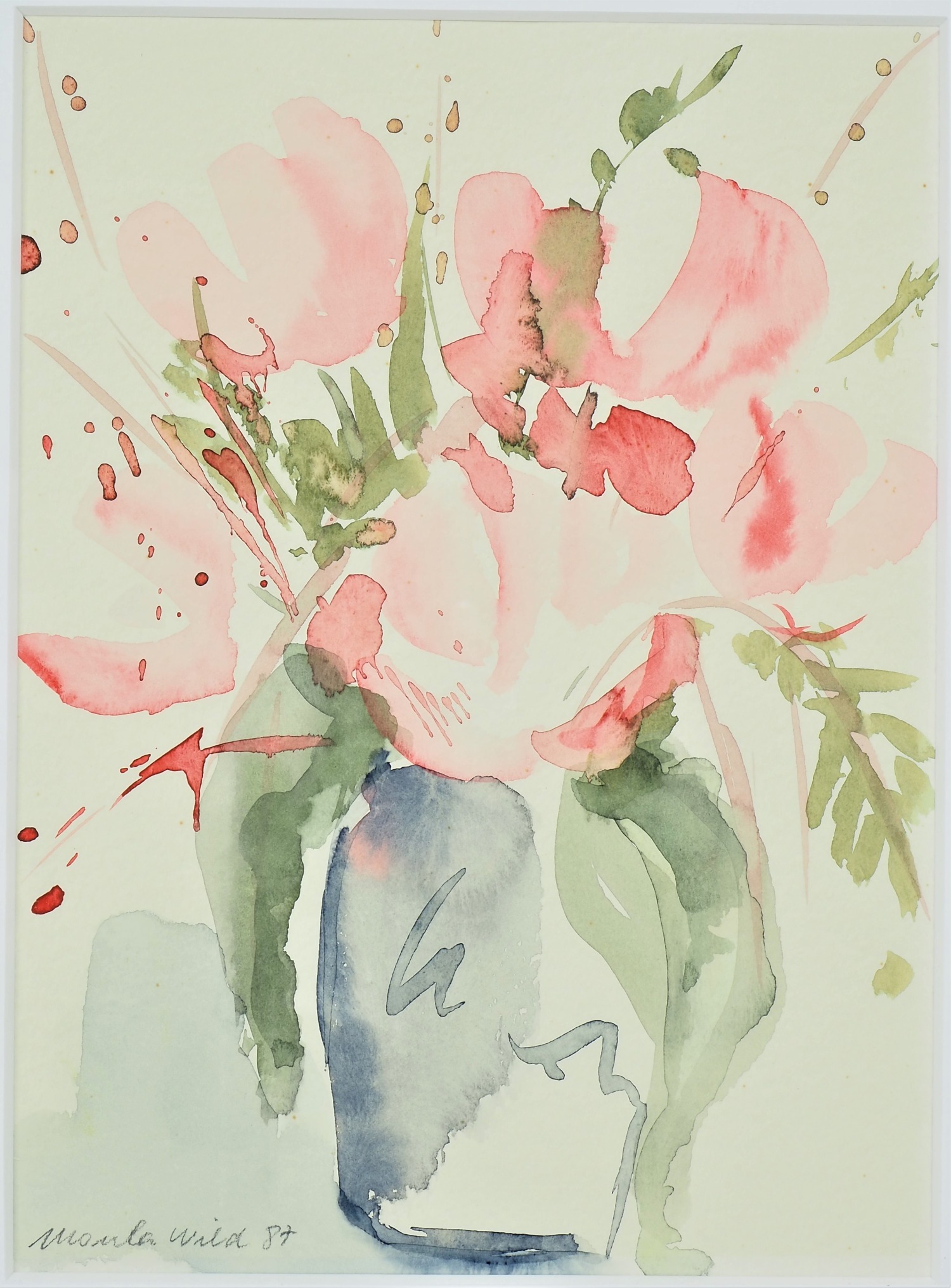 Ursula Wild (*1942, Munich) - watercolor floral still life.