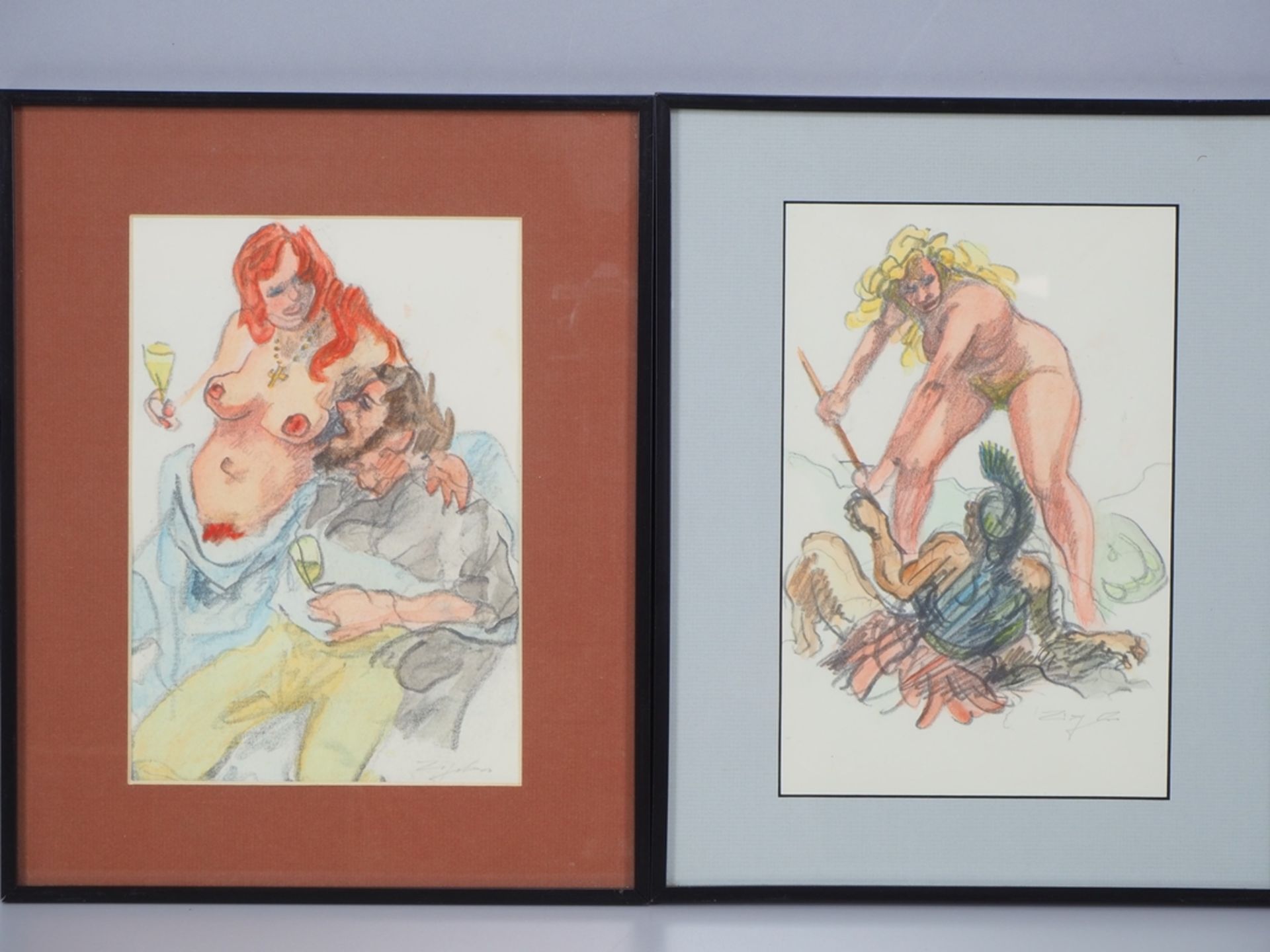 Richard Ziegler (1891-1992, Pforzheim) - Zwei erotische Druckgraphiken, koloriert - Bild 3 aus 3