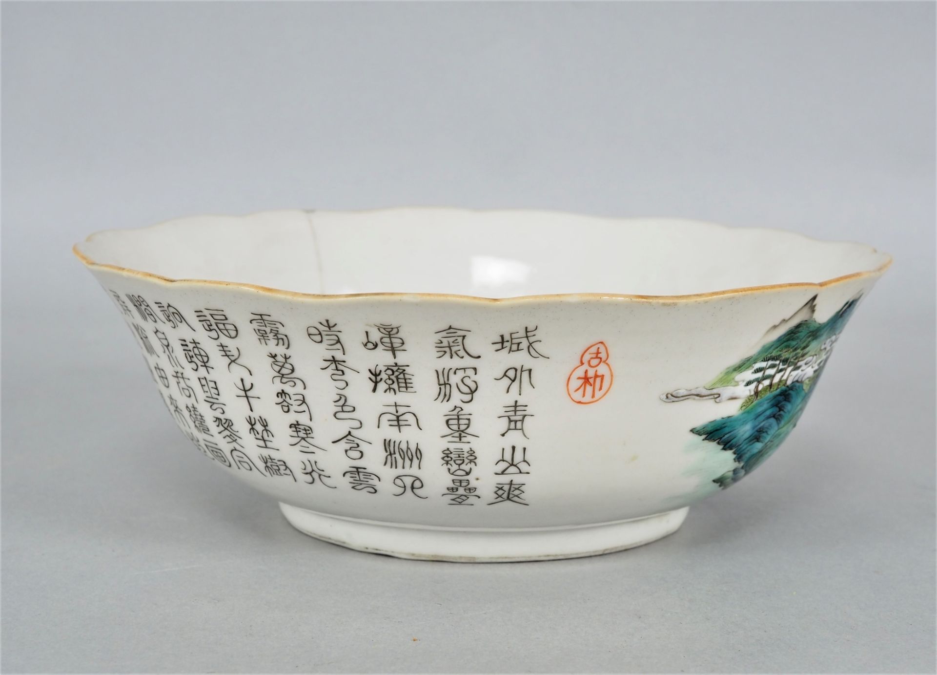 Antike Porzellan Schale, China, fein handbemalt - Bild 3 aus 5