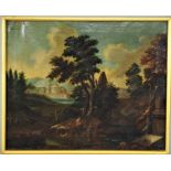 Barockes Landschaftsgemälde mit Flucht nach Ägypten, frühes 18. Jh.