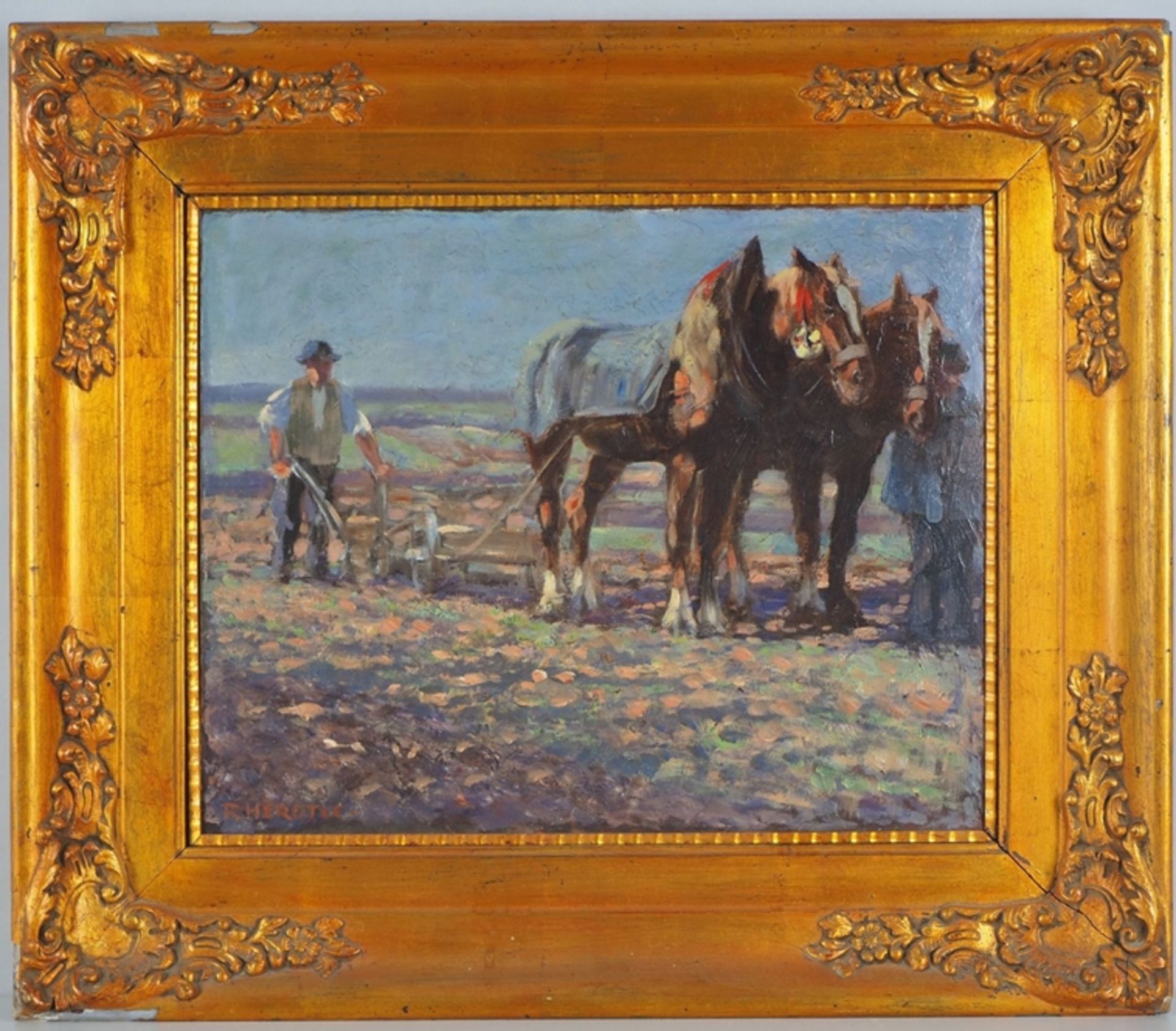 Richard Herdtle (1866-1943) - Pferdegespann mit Pflug