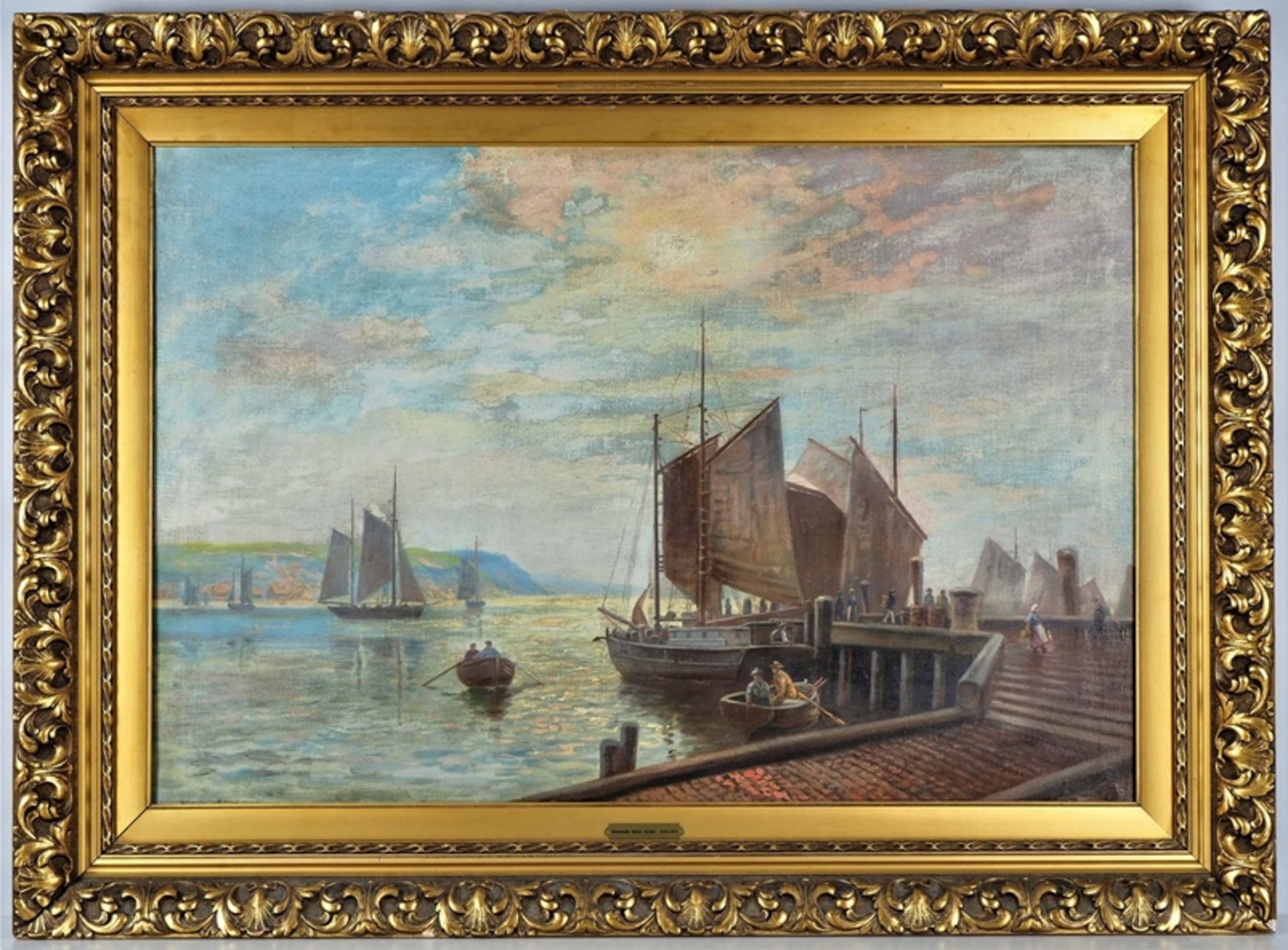 Reiner Dahlen (1837, Köln - 1874, Düsseldorf) - Segelboote im Hafen