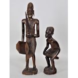 Zwei afrikanische Skulpturen, wohl Makonde, Ebenholz