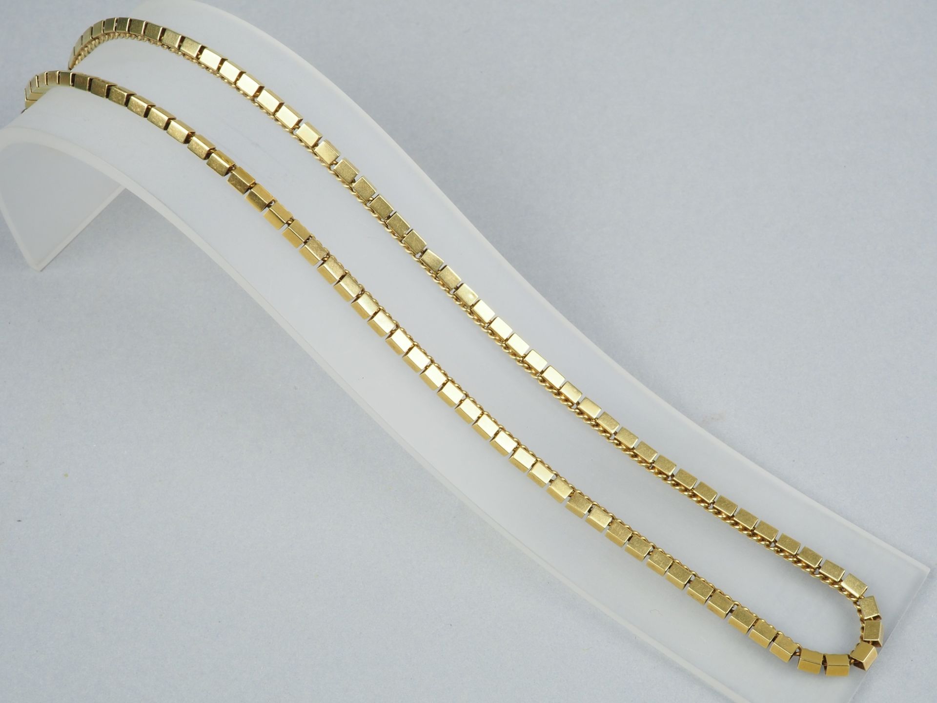 14kt Gold Vierkant-Halskette, 18,7g Gesamtgewicht - Bild 2 aus 2