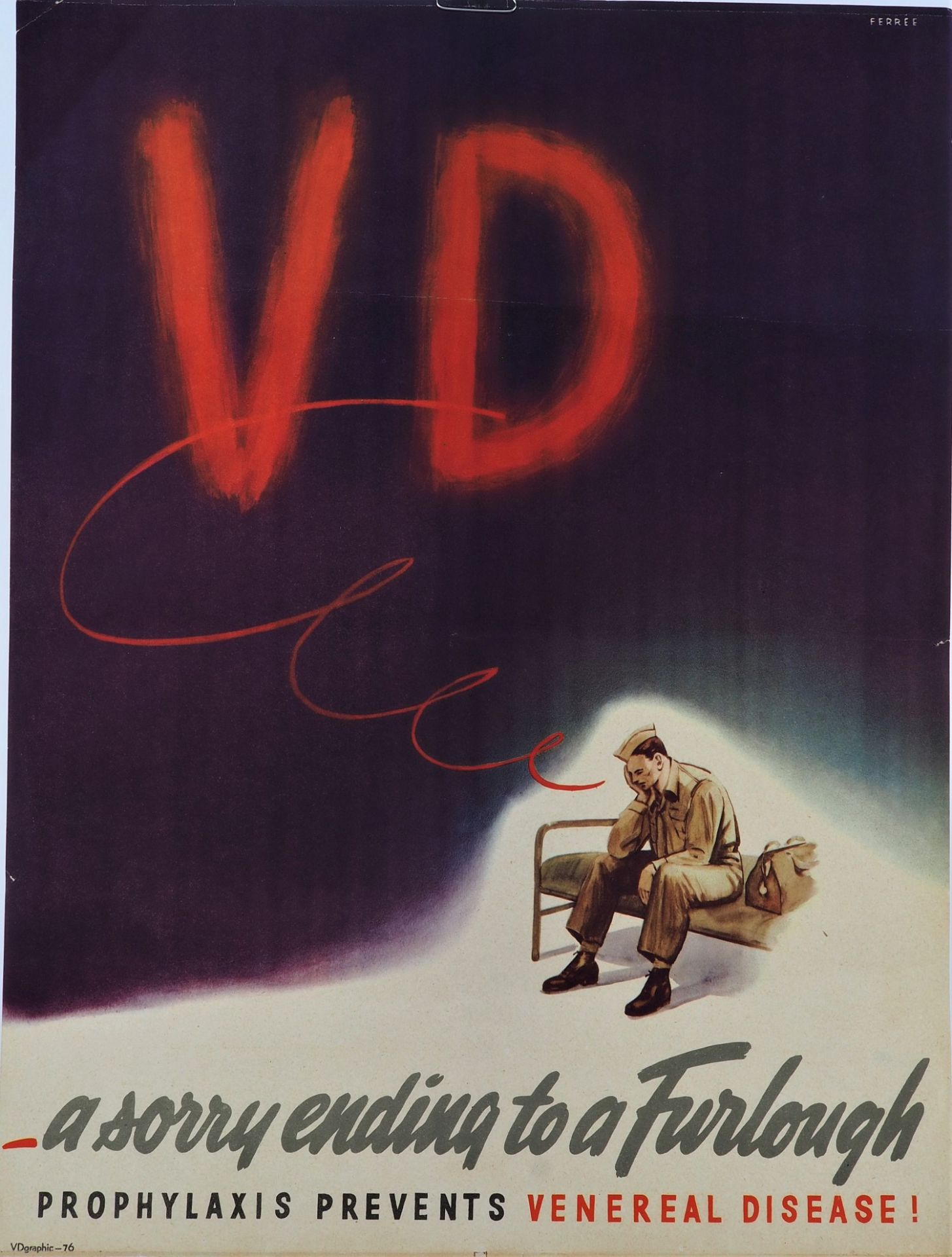 Original Kriegsplakat, Ferree "VD - A sorry ending to a Furlough", 1946