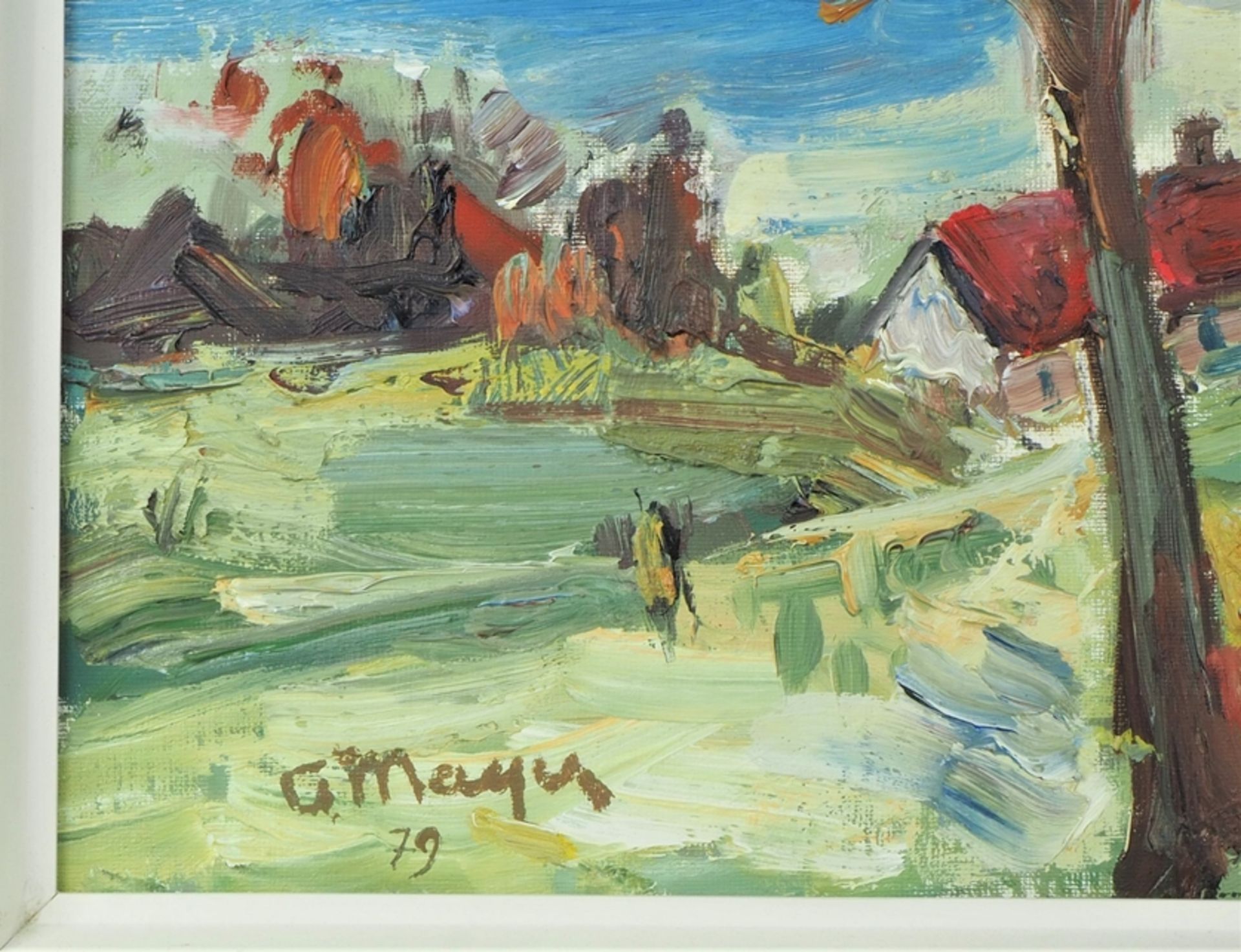 Gerhard Mayer (1911, Heilbronn - 1999, Biberach) - Stürmische Landschaft mit See, 1979 - Bild 2 aus 2