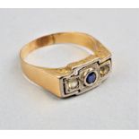 Art Déco Ring, Saphir, 18 kt. Gold