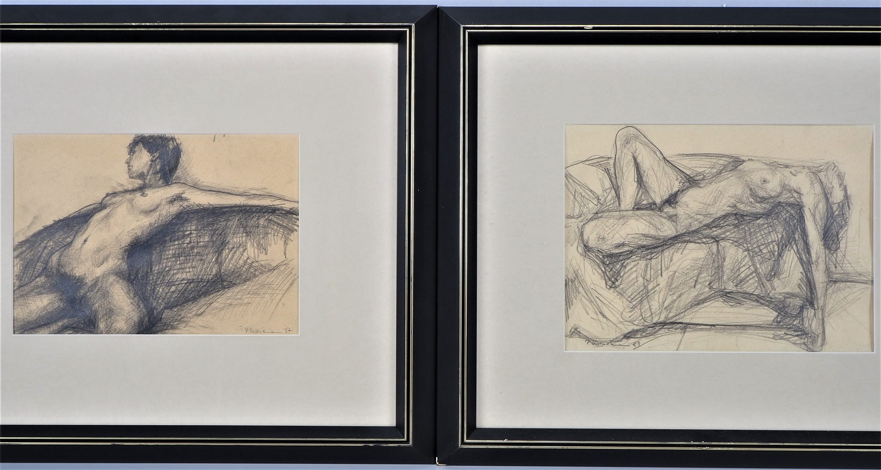 Ralf Koenemann (*1961, Essen) - Pair of nude drawings, 1987-89.