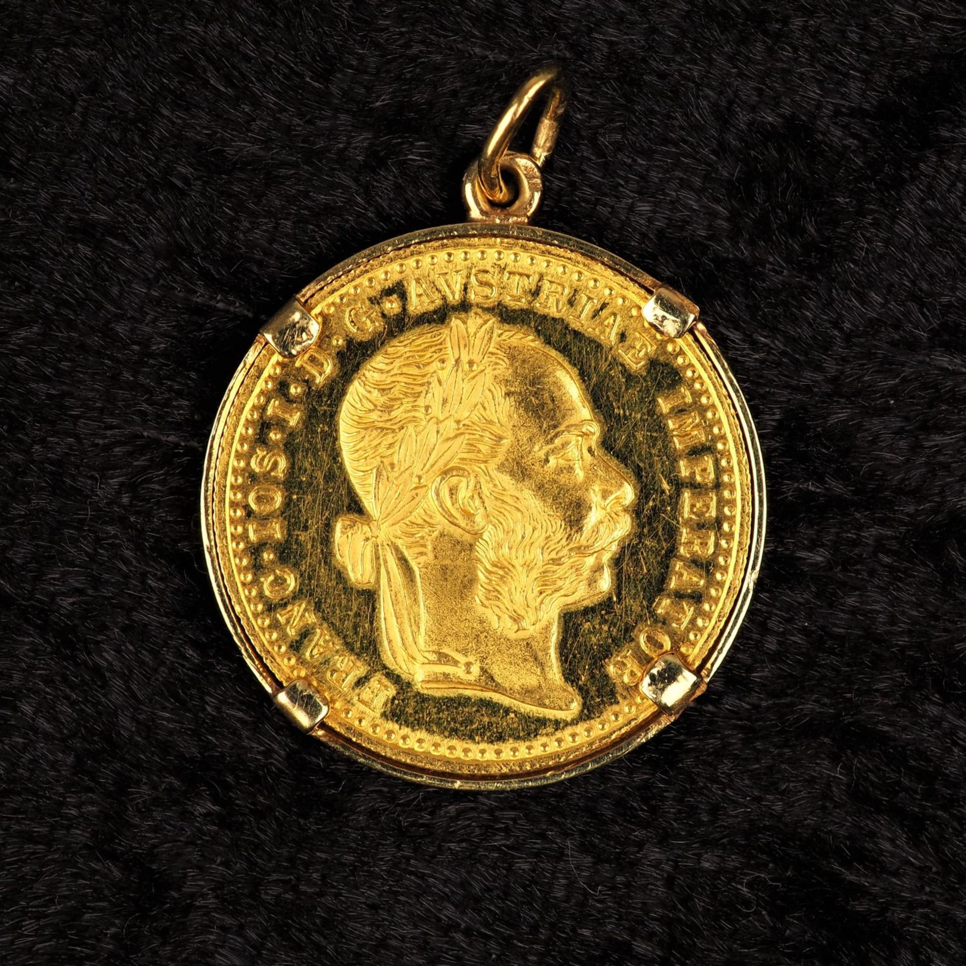 Münzanhänger mit Goldmünze: Österreich, 1 Dukat 1915 - Franz Joseph
