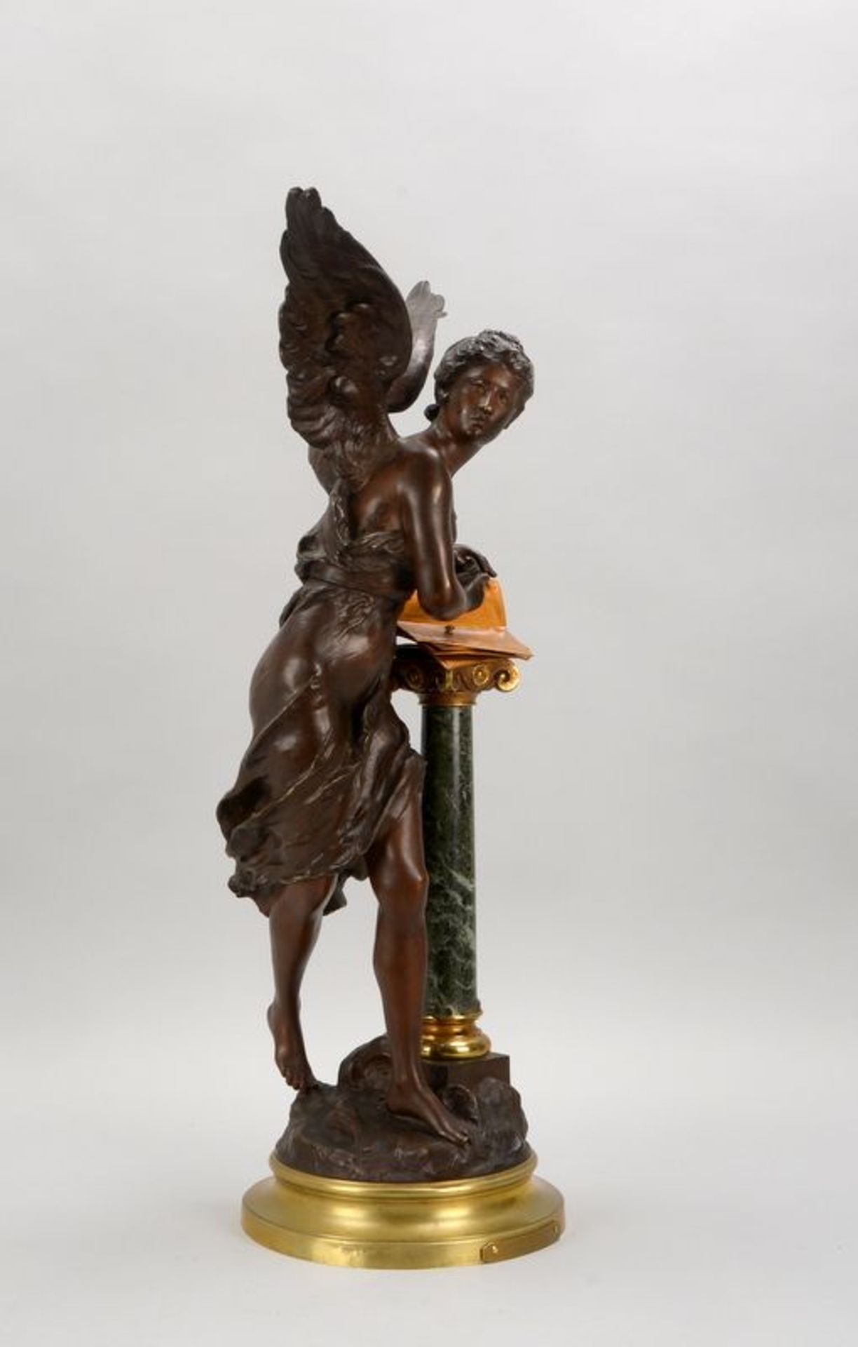 Bronzeskulptur, &#039;Schreiberin der Himmelsbotschaften&#039; (wohl allegorische Darstellung gefl&u - Bild 3 aus 4