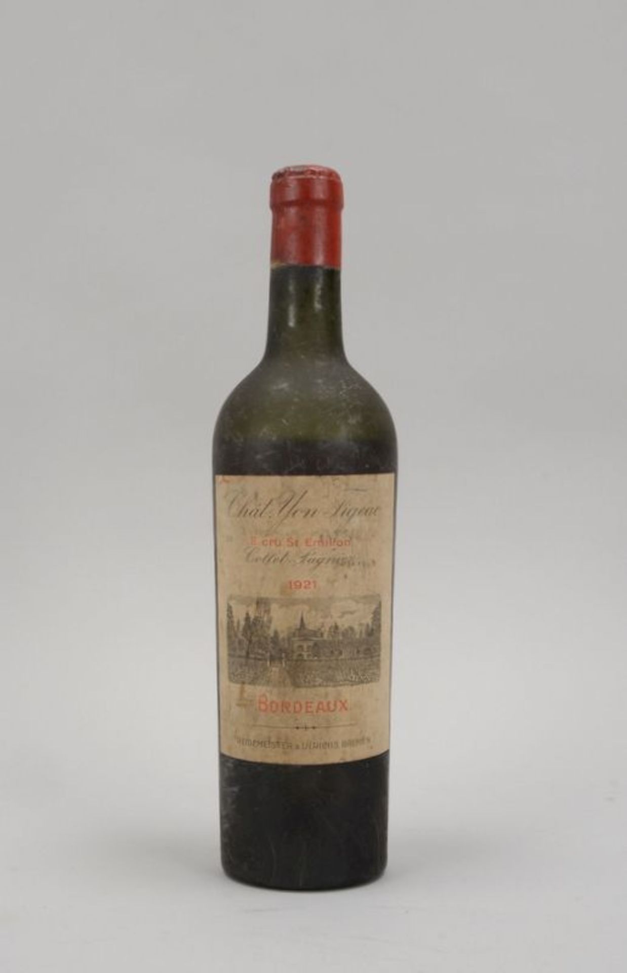 Sammlerwein: &#039;Ch&acirc;teau Yon-Figeac, St. &Egrave;milion, Bordeaux, 1921&#039;; Flasche 0,75