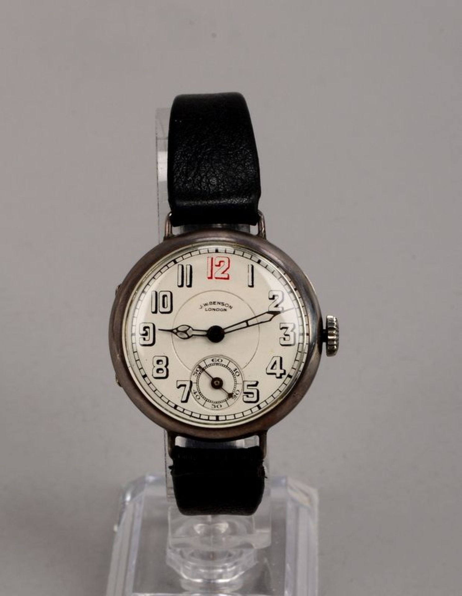 Unisex-Armbanduhr (London, um 1920), &#039;J.W. Benson&#039;, Handaufzug, im Silbergeh&auml;use, Uhr - Bild 2 aus 2