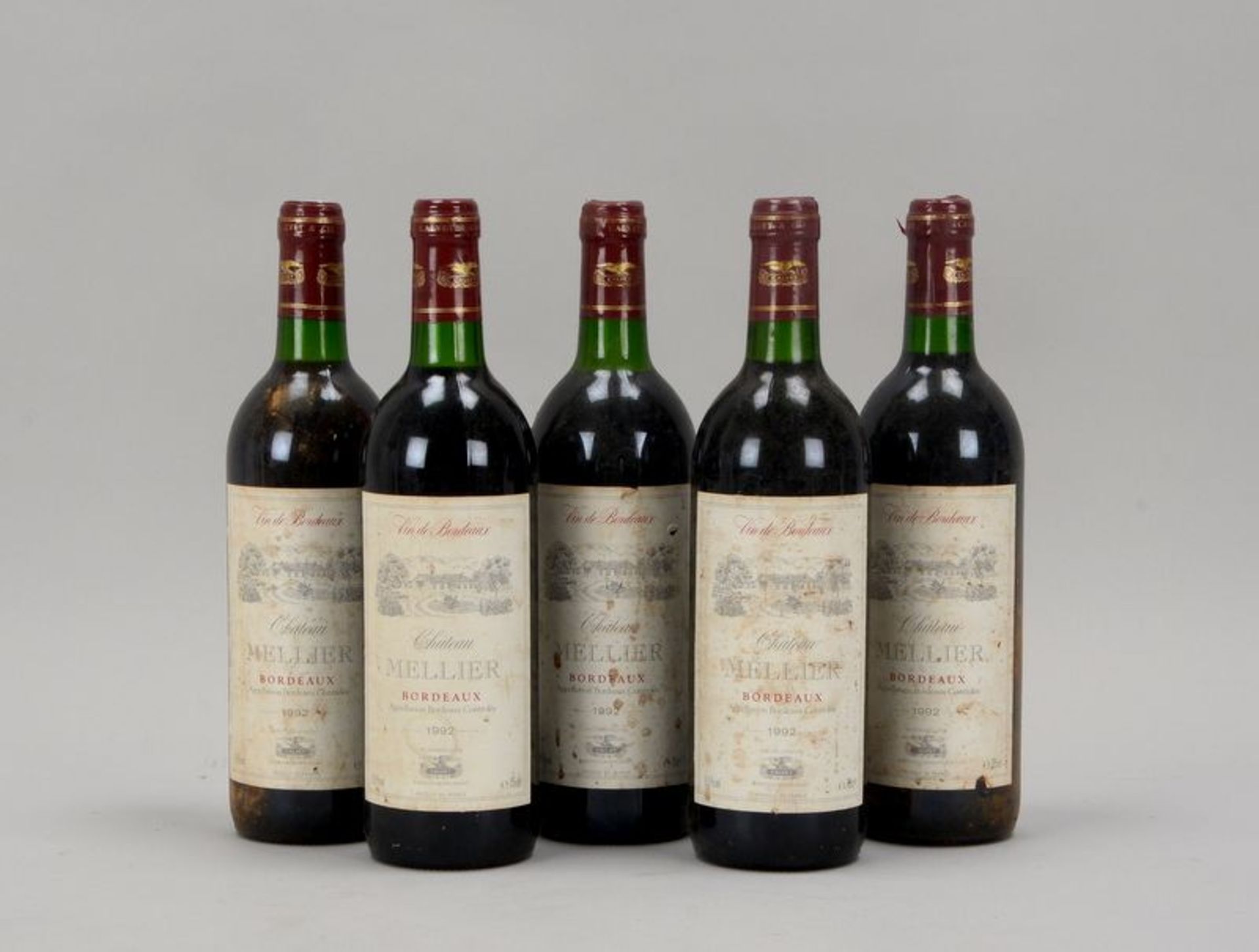 Sammlerweine, 5 Flaschen: &#039;Ch&acirc;teau Mellier, Bordeaux, 1992&#039;; Flasche jeweils 0,75 l