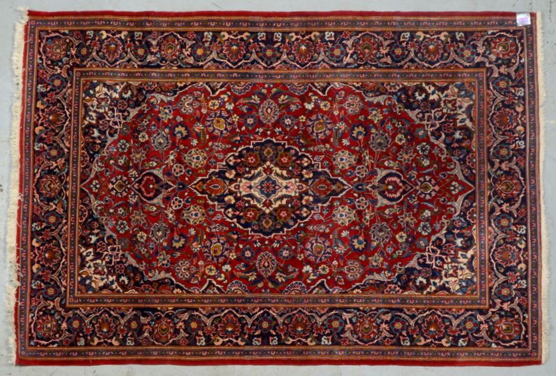 Keshan-Orientteppich,, ringsum komplett, hochflorig und wohnfertig; Ma&szlig;e 202 x 183 cm