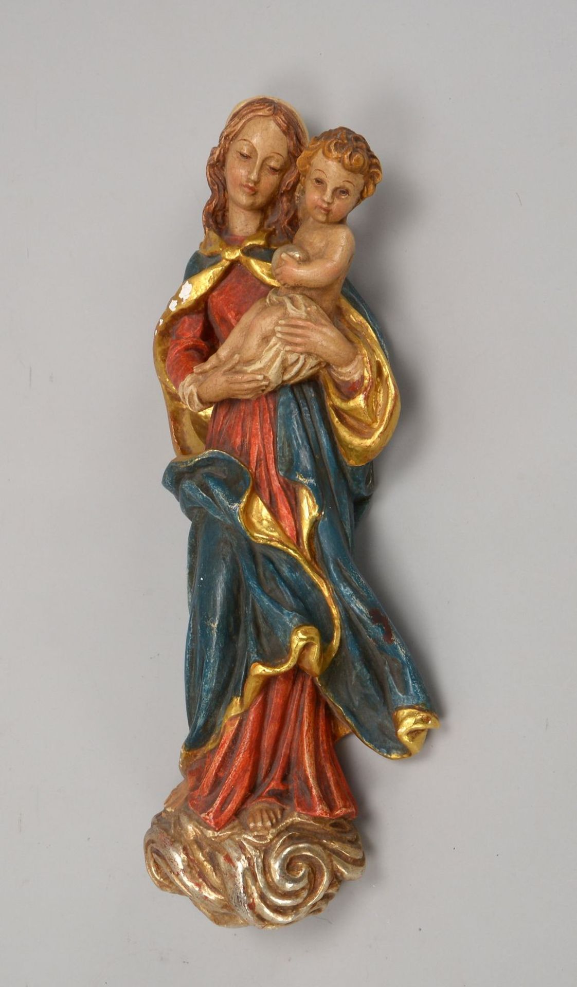 Holzskulptur (Handarbeit - S&uuml;ddeutschland), &#039;Madonna mit dem Jesuskind&#039;, Holz gefasst