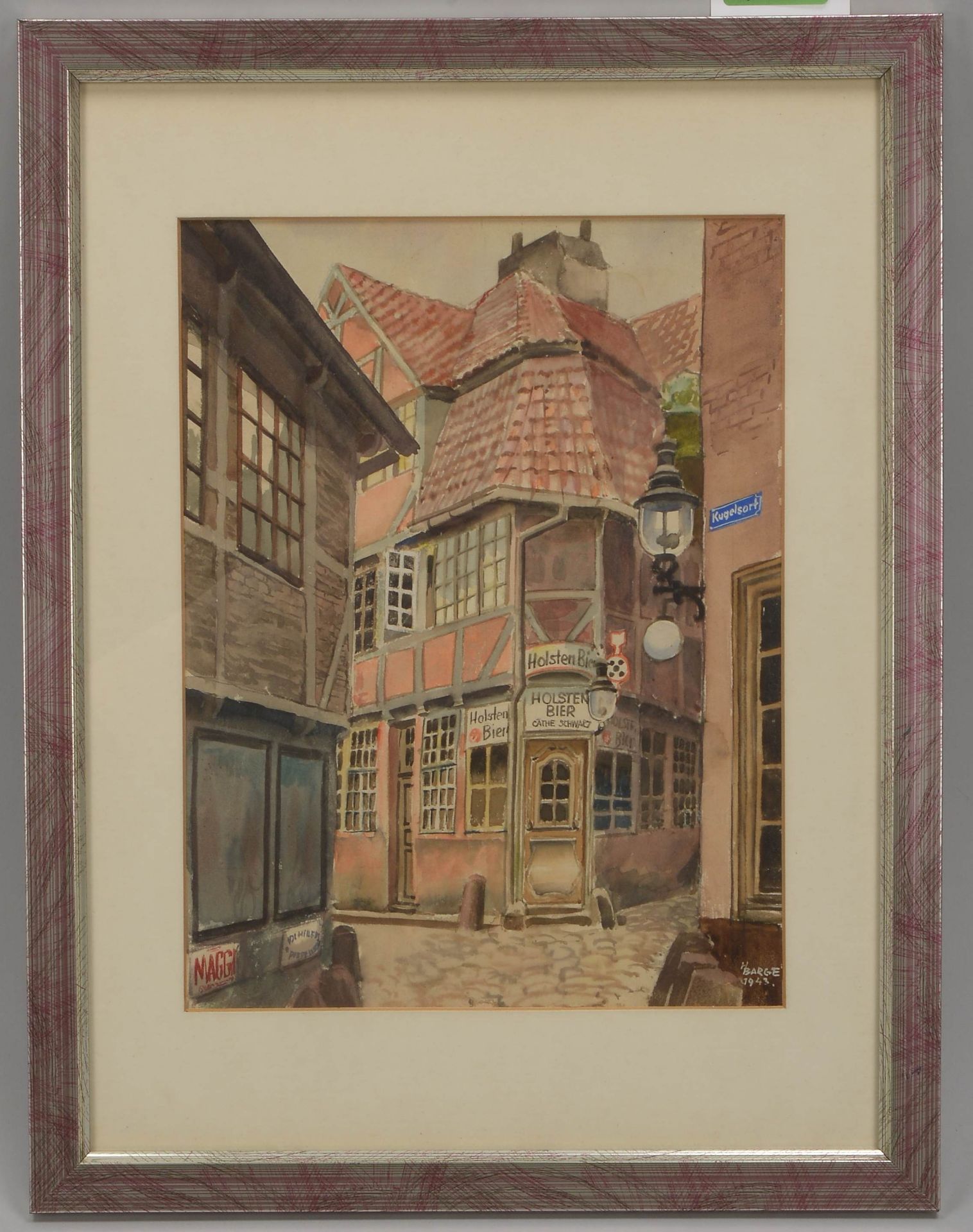 Barge, H., &#039;Altstadtgasse&#039;, Aquarell, unten rechts signiert und datiert &#039;1943&#039;,