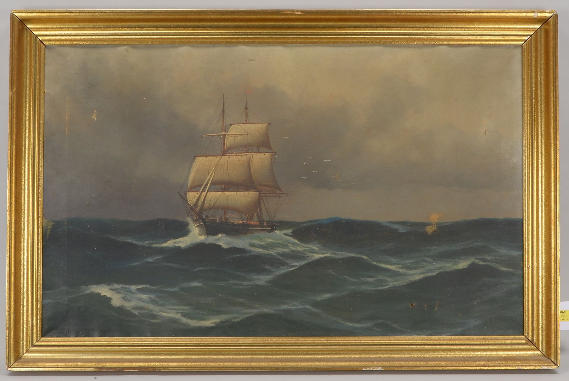 Eibner, J., &#039;Segelschiff auf bewegter See&#039;, &Ouml;l/Lw, unten links signiert und datiert &