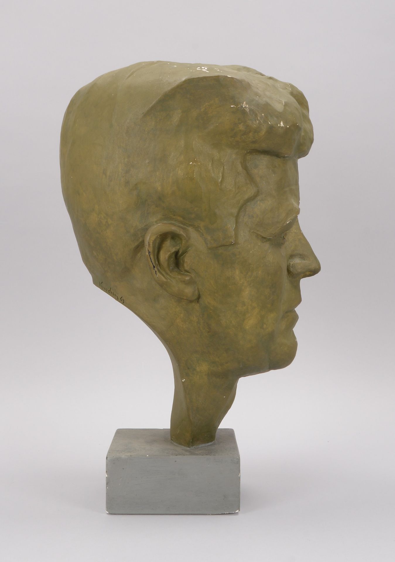 Knudsen, Knud Christian (1916 - 1998), Gipsb&uuml;ste, &#039;Portrait John F. Kennedy&#039;, gr&uuml - Image 3 of 4