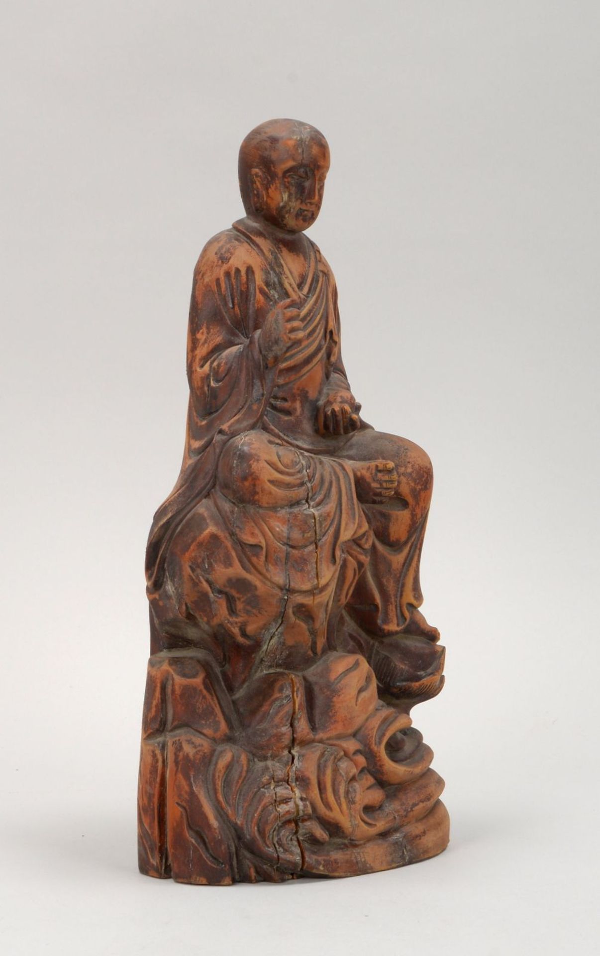 Holzskulptur (wohl China, 20. Jahrhundert), &#039;Buddhistischer M&ouml;nch - Lohan&#039;; H&ouml;h - Image 2 of 2