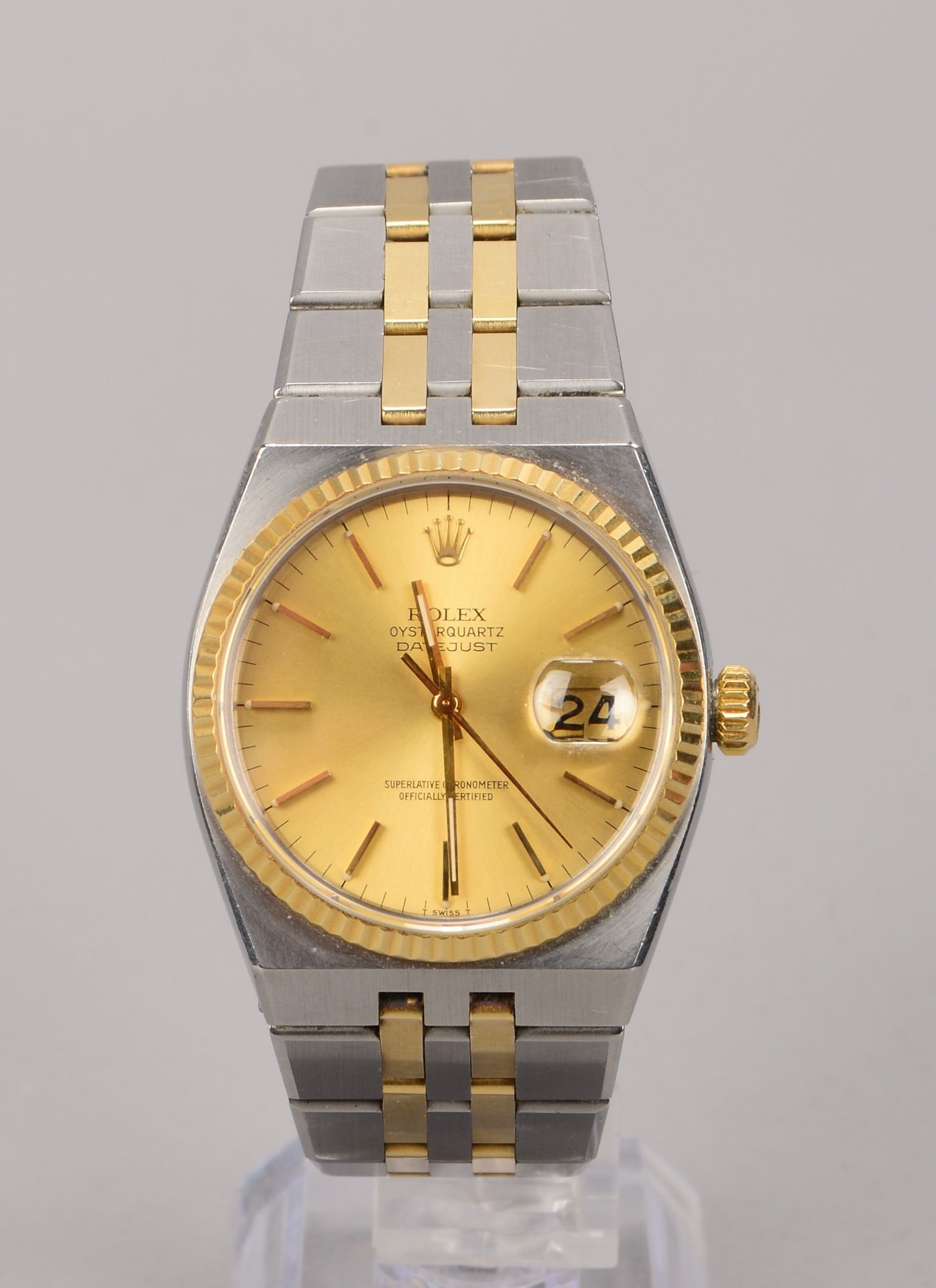 Herrenarmbanduhr (Chronometer der Superlative), Rolex Oysterquarz Datejust,