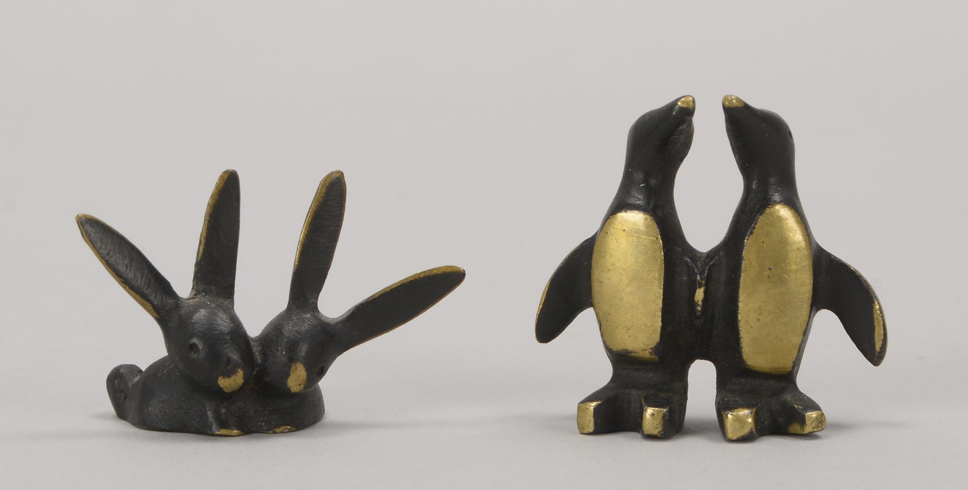 Herta Baller/Austria, 2 Wiener Kleinbronzen, &#039;Pinguin&#039; und &#039;Hasen&#039;, Entwurf: Wal