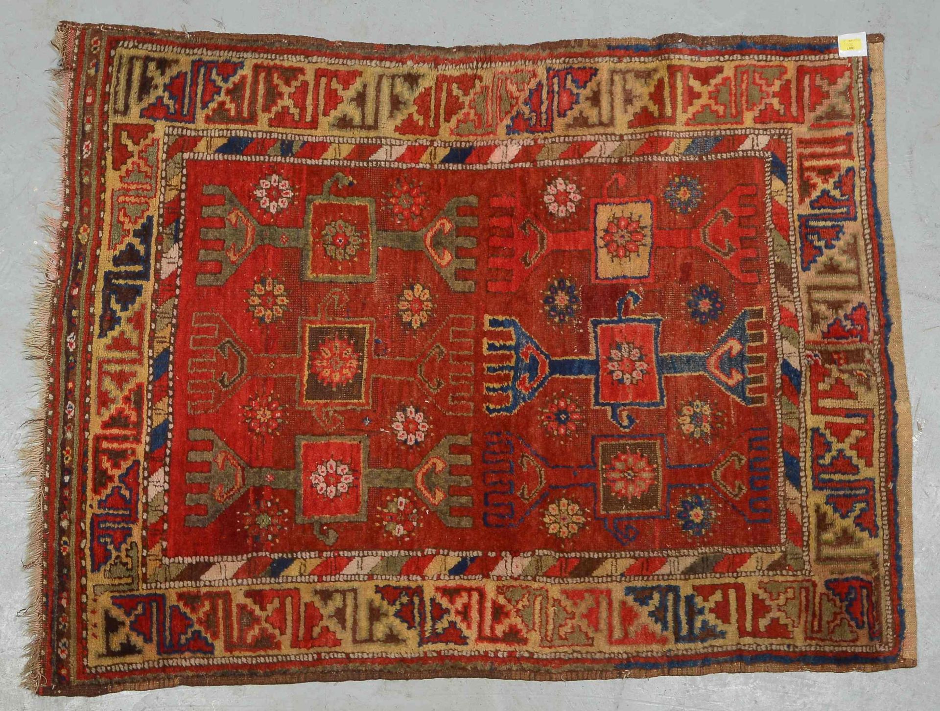 Antiker Orientteppich (Türkei - wohl Konya-Gebiet, um 1900), Pflanzenfarben,