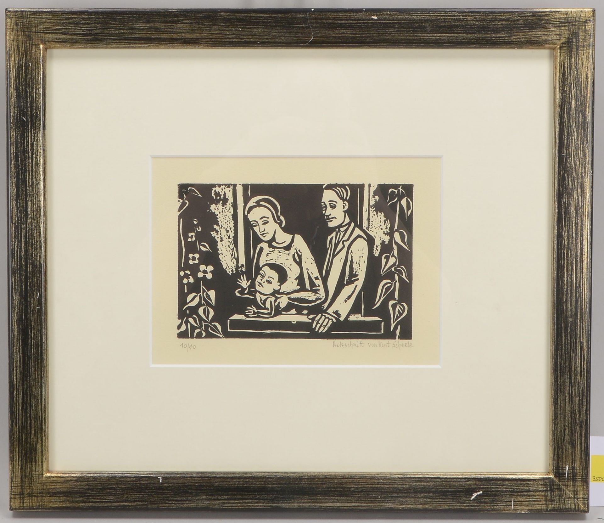 Scheele, Kurt (1905 Frankfurt - 1944 Smolensk), &#039;Familie am Fenster&#039;, Holzschnitt, Auflage
