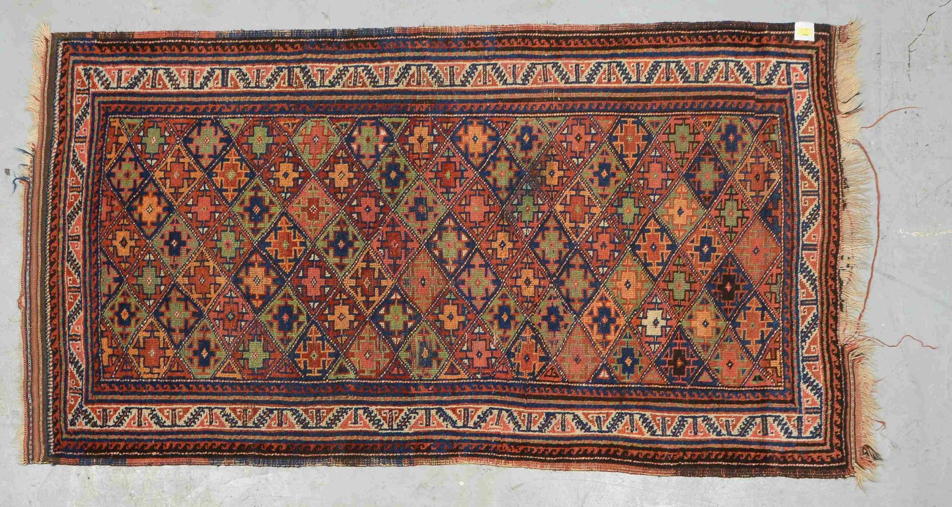 Orientteppich (S&uuml;dwest-Persien), durchgemustert mit Sternen im Rautenmuster; Ma&szlig;e 208 x 1