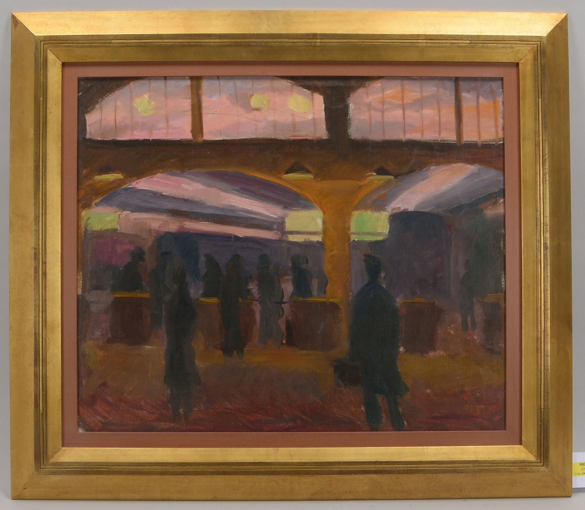 Hartig, Carl Christoph (1888 Davos - 1975 Aachen), &#039;Bahnhofshalle Leipzig mit Personen&#039;, &