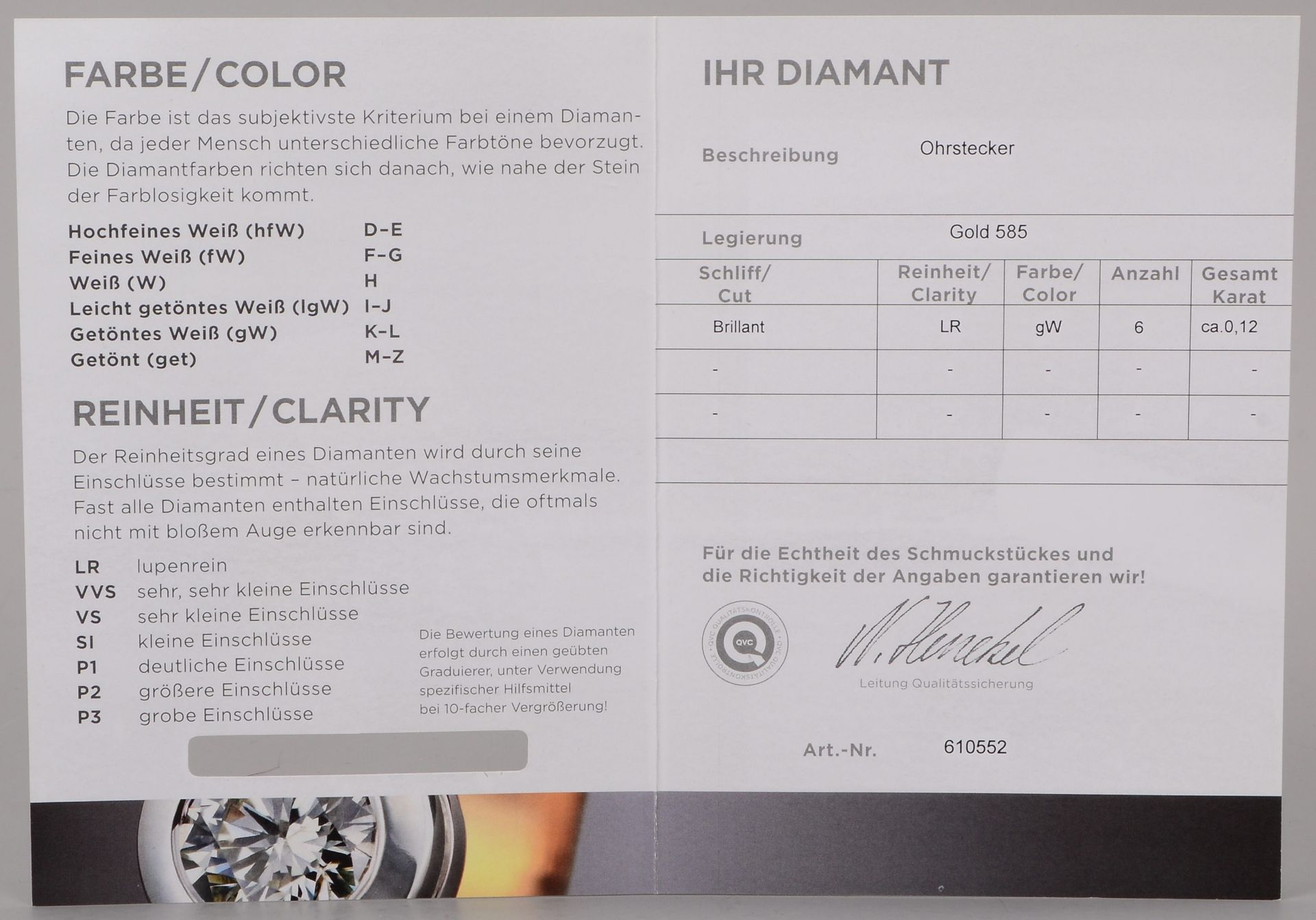 Paar Ohrstecker, 585 GG/WG, jeweils mit 3-fachem Brillantbesatz/zusammen ca. 0,12 ct, get&ouml;ntes - Image 2 of 2