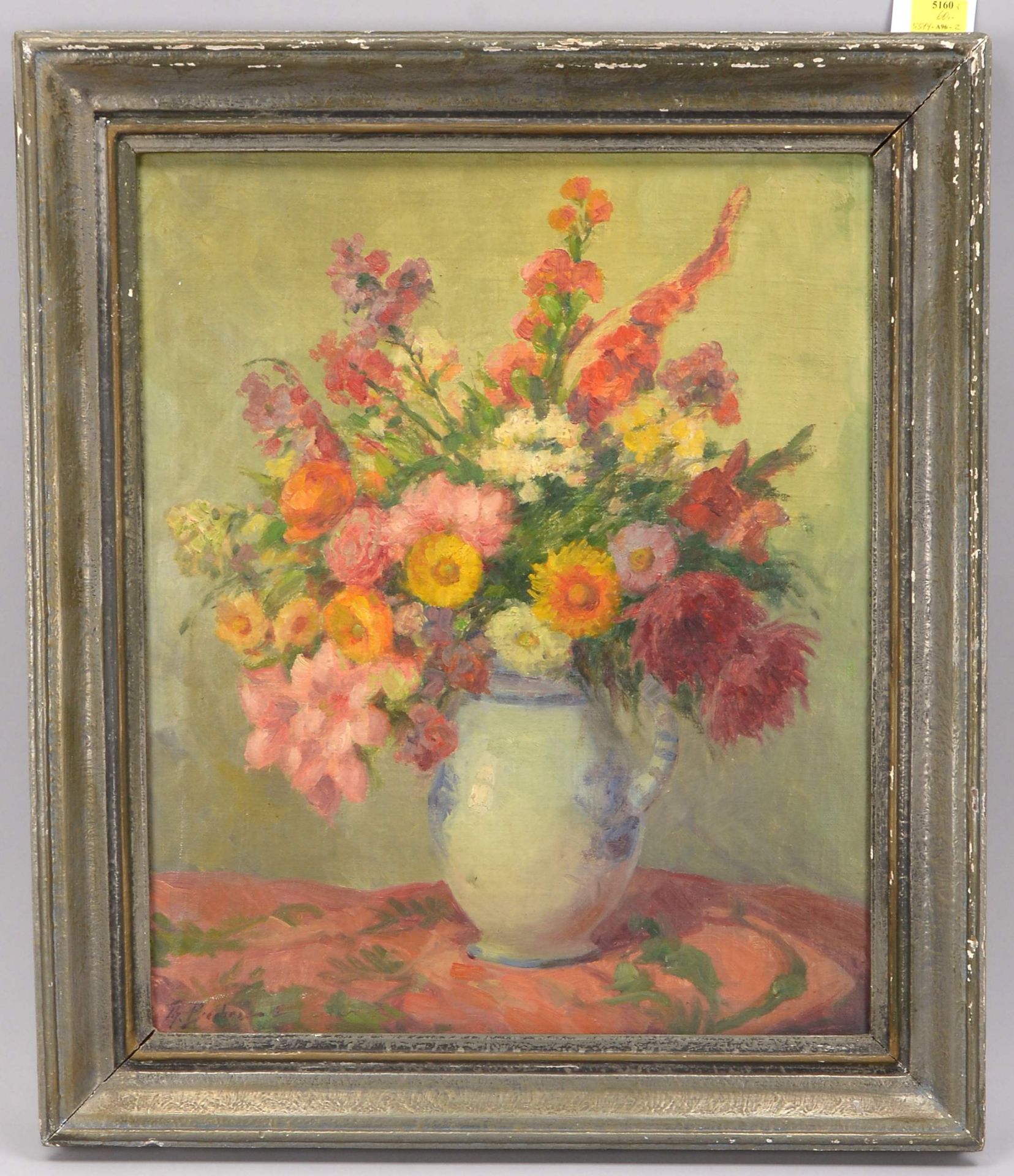Gem&auml;lde, &#039;Stillleben mit Blumen in Vase&#039;, &Ouml;l/Lw, unten links (nicht eindeutig le