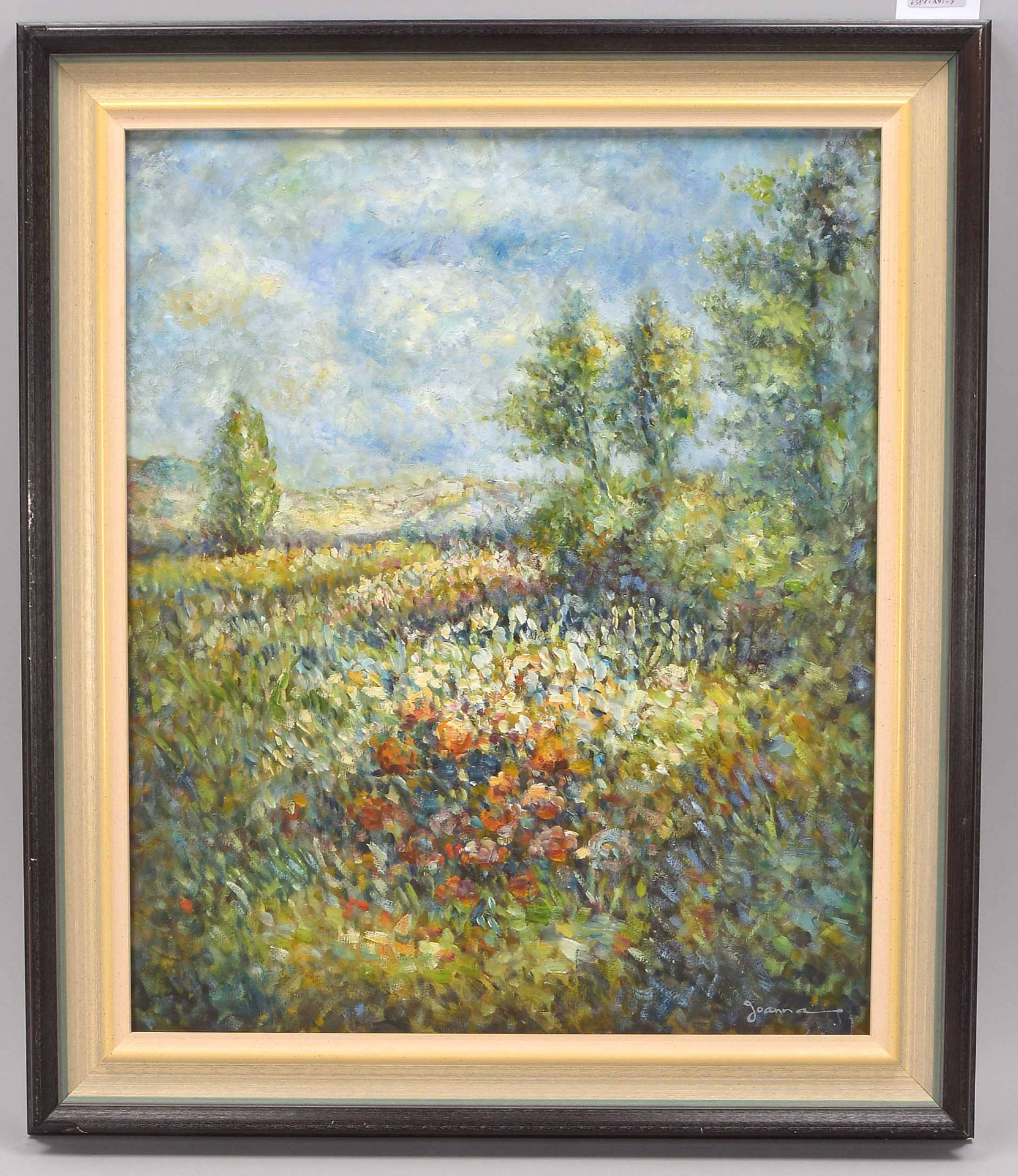 Gemaelde, -Blumenwiese-, Oel/Lw, unten rechts signiert -Joanna-, Bildmasse 50 x 60 cm, Rahmenmasse 7