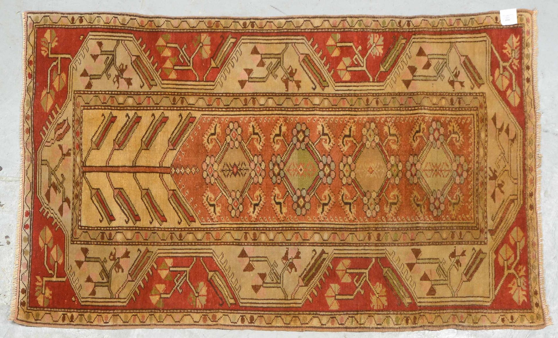 Kars-Kazak, Wolle auf Wolle, warme Farbgebung, Flor in gutem altersgemaessem Zustand, Masse 159 x 99 - Image 2 of 4