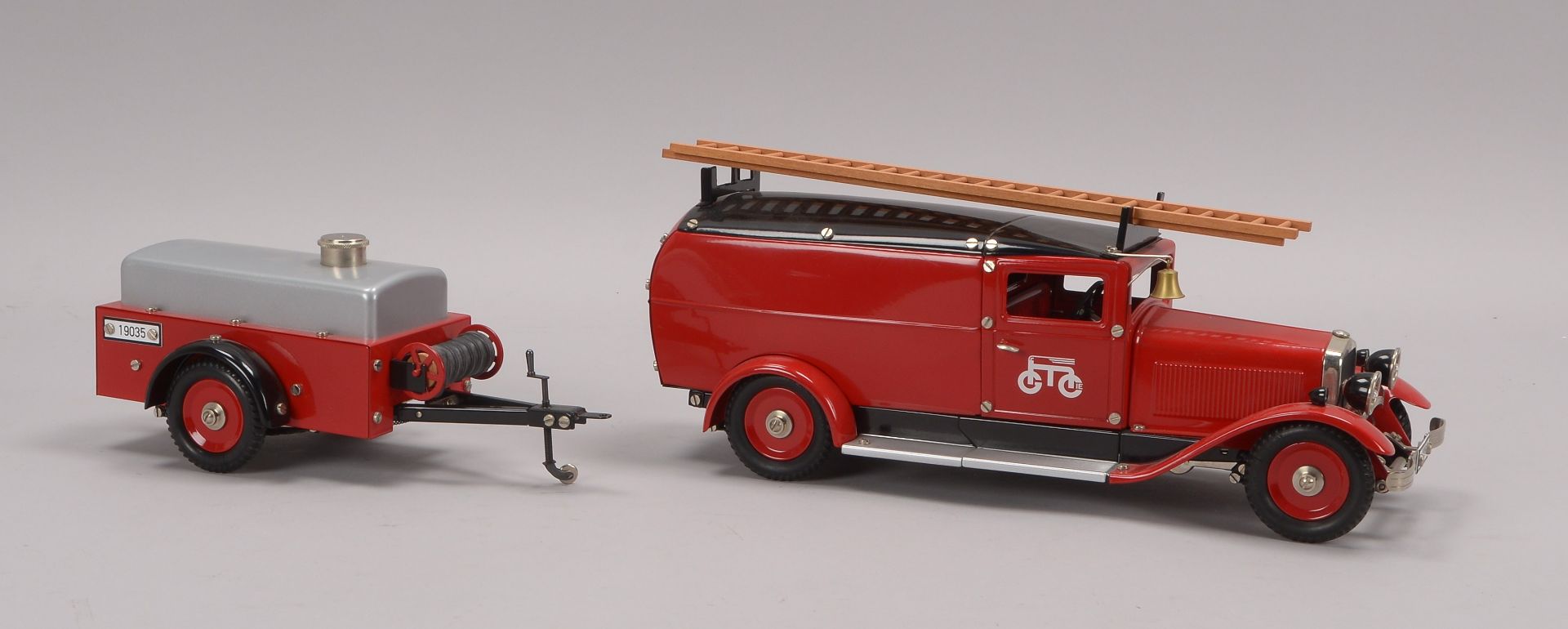 Modellfahrzeug, Maerklin -19035-, Feuerwehrwagen mit Anhaenger, Metall, Modell mit Uhrwerkantrieb,