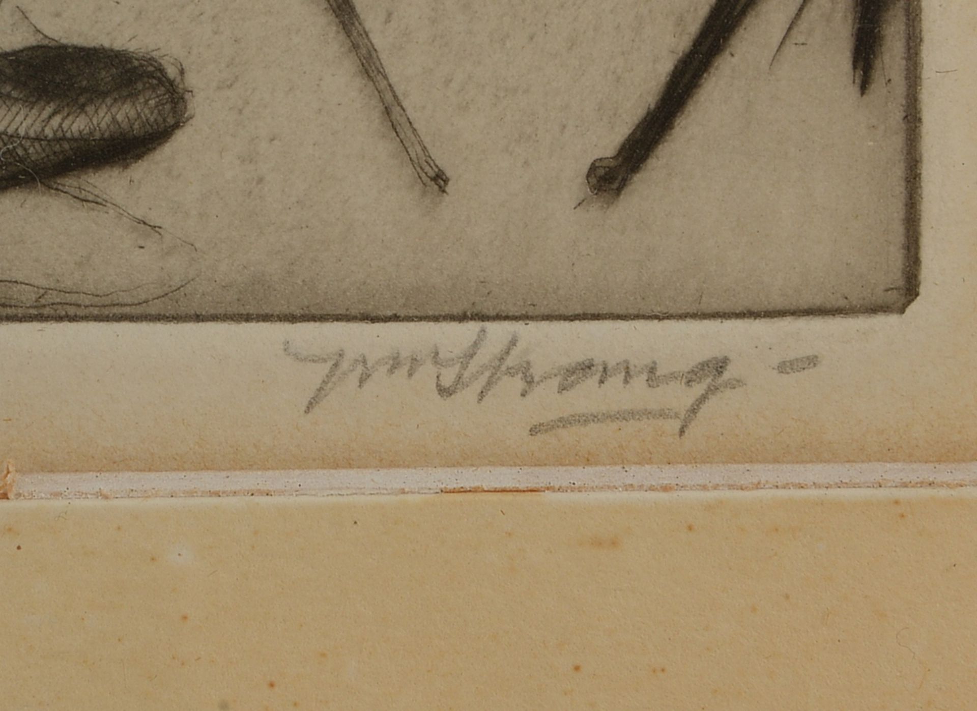 Strang, W.(illiam, 1859 - 1921), &#039;Der Cellospieler&#039;, Radierung, in der Platte signiert und - Bild 2 aus 3