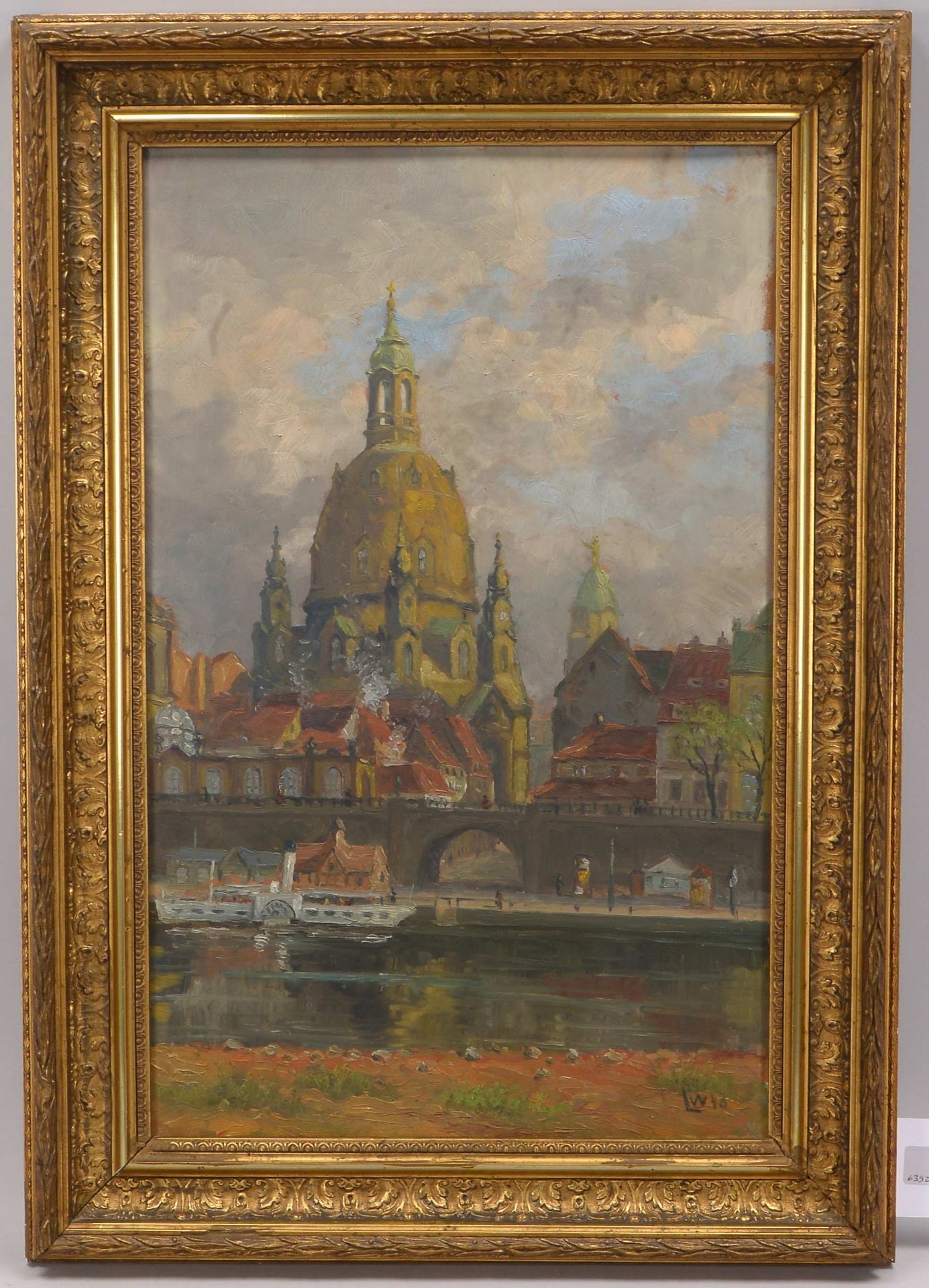 Lindner, Paul Willy (geb. 1898 - ?), -Frauenkirche in Dresden-, Oel auf Malkarton/gerahmt, unten rec