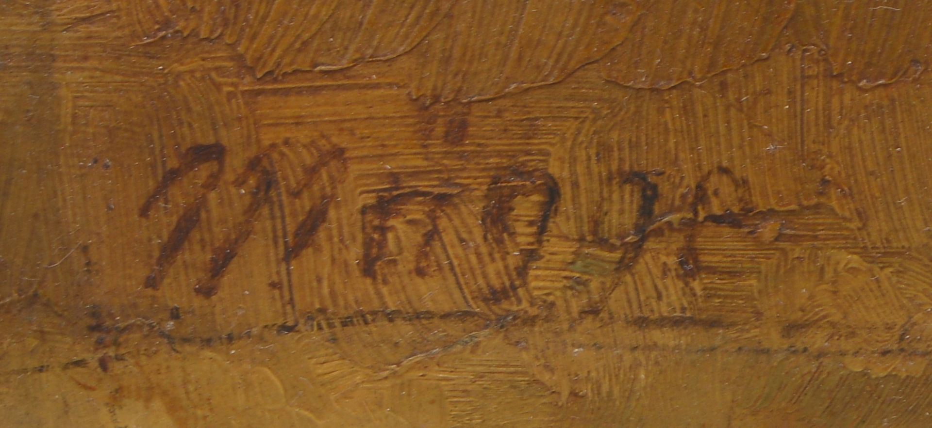 Muegge, Berthold, -Kornhocken-, Oel auf Malkarton, unten links signiert, ungerahmt, Masse 28 x 40 cm - Image 2 of 2
