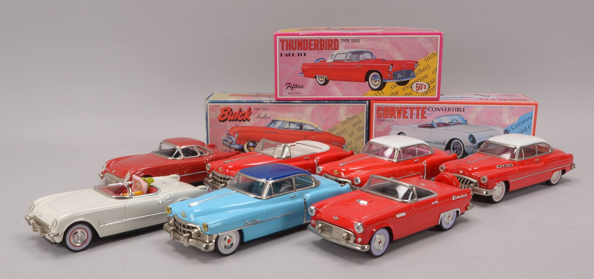 Konvolut Sammler-Modellautos, Serie -Fifties-, 7 Stueck/ueberwiegend Cadillac-Modelle, u.a.