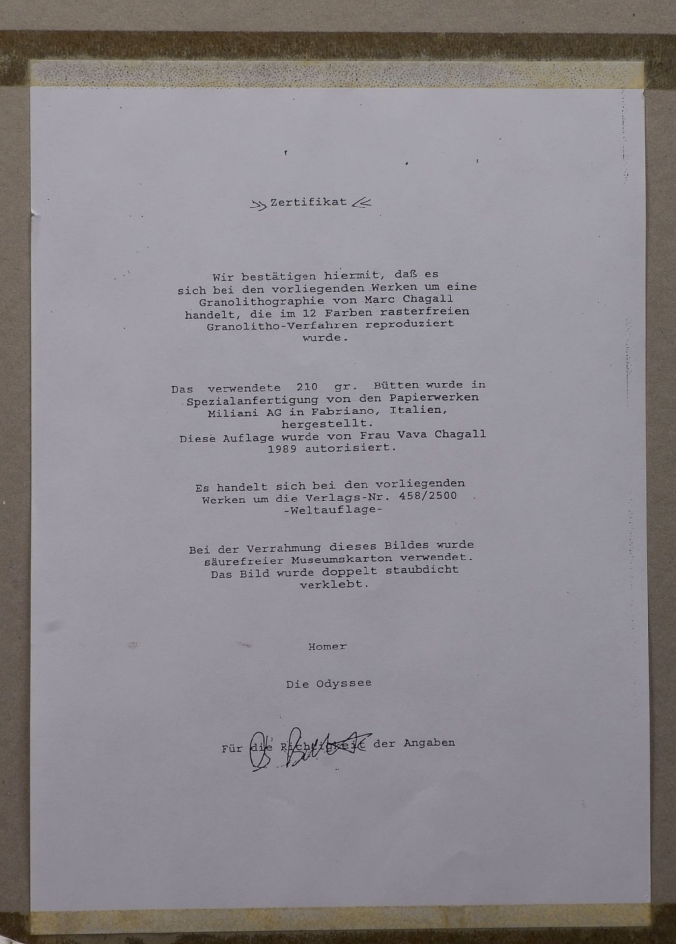 Chagall, Marc (1887 - 1985), &#039;Homer, die Odyss&eacute;e&#039;, Granolithografie, unsigniert, un - Bild 2 aus 2