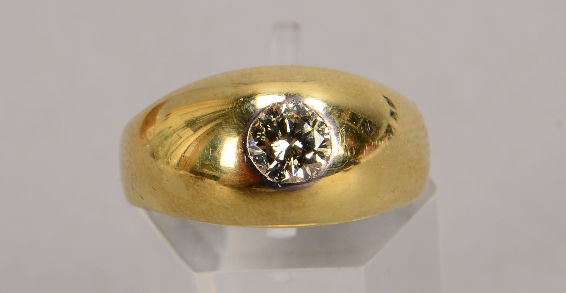 Solitaerring (Goldschmiedeanfertigung), 585 GG, mit einzelnem Brillant von ca. 0,50 ct, getoentes We - Image 2 of 3