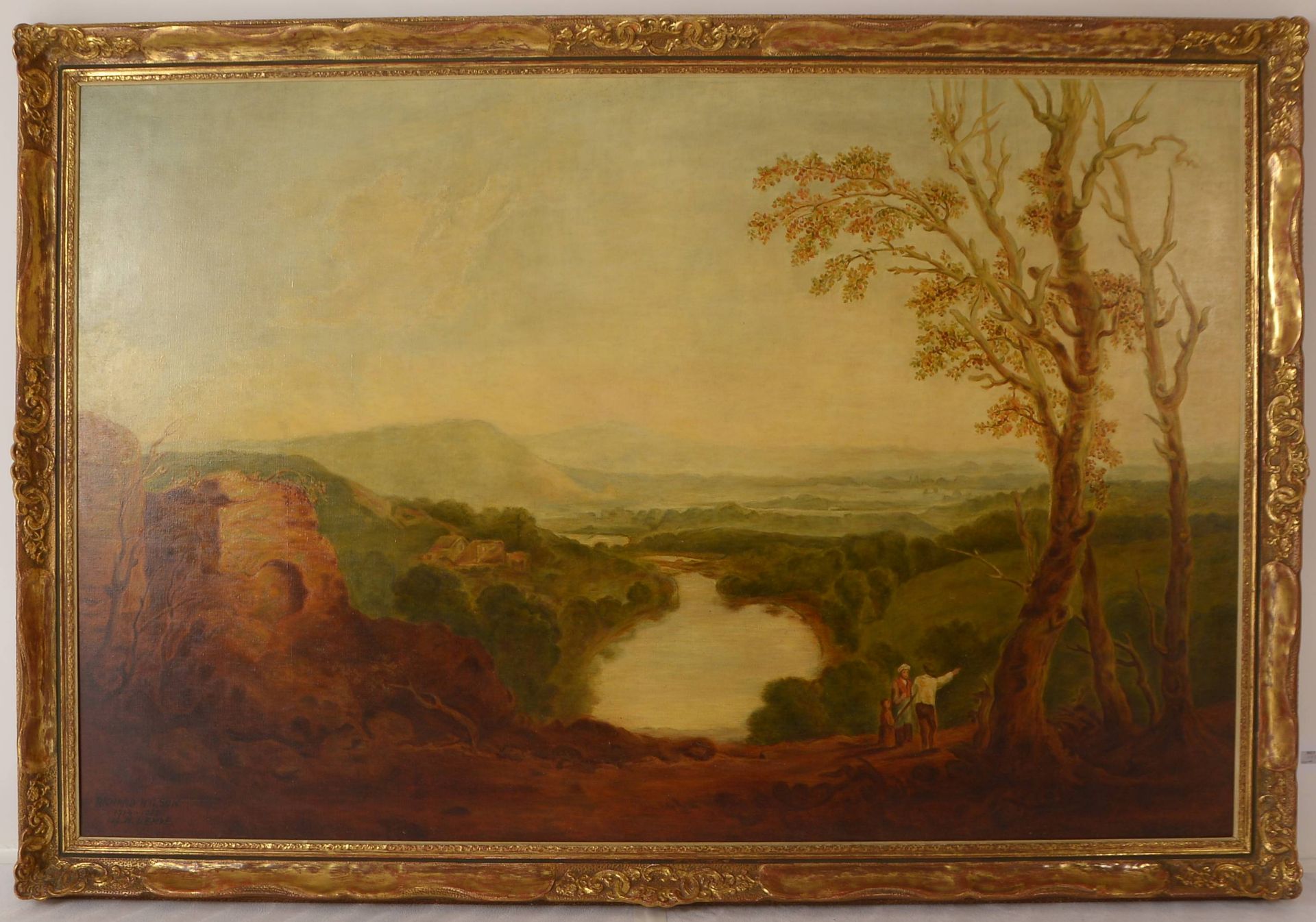 Lemke, M. (nach Wilson, Richard, 1714 - 1782), -Familie in romantischer Landschaft-, Oel/Lw, unten l